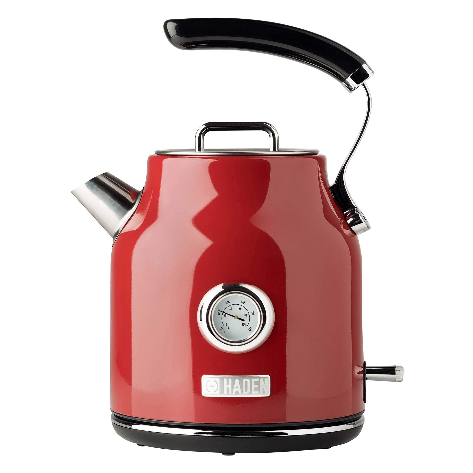 Haden Dorset 1.7 Liter Stainless Steel Electric Kettle, Hot Water Kettle with 360Degree Base and Auto Shutoff, Rectory Red