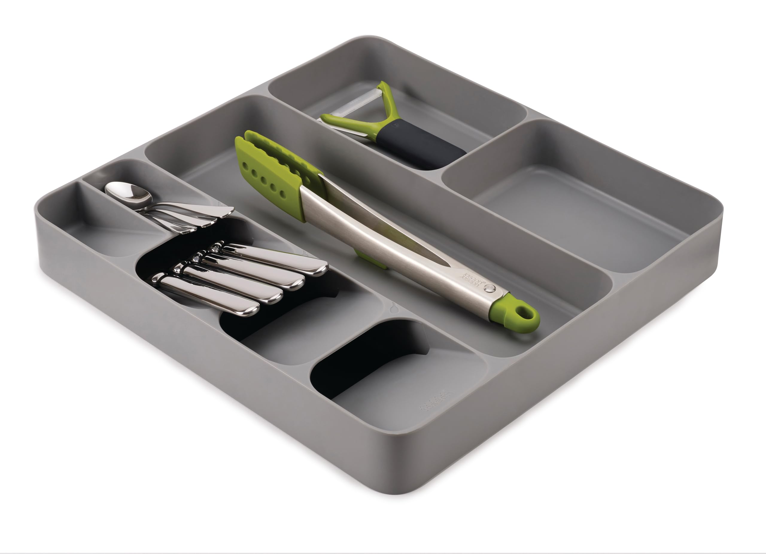 Joseph Joseph DrawerStore Kitchen Drawer Organizer Tray for Silverware Cutlery Utensils and Gadgets  Gray  15.6 x 15.1 x 2.1 Inches