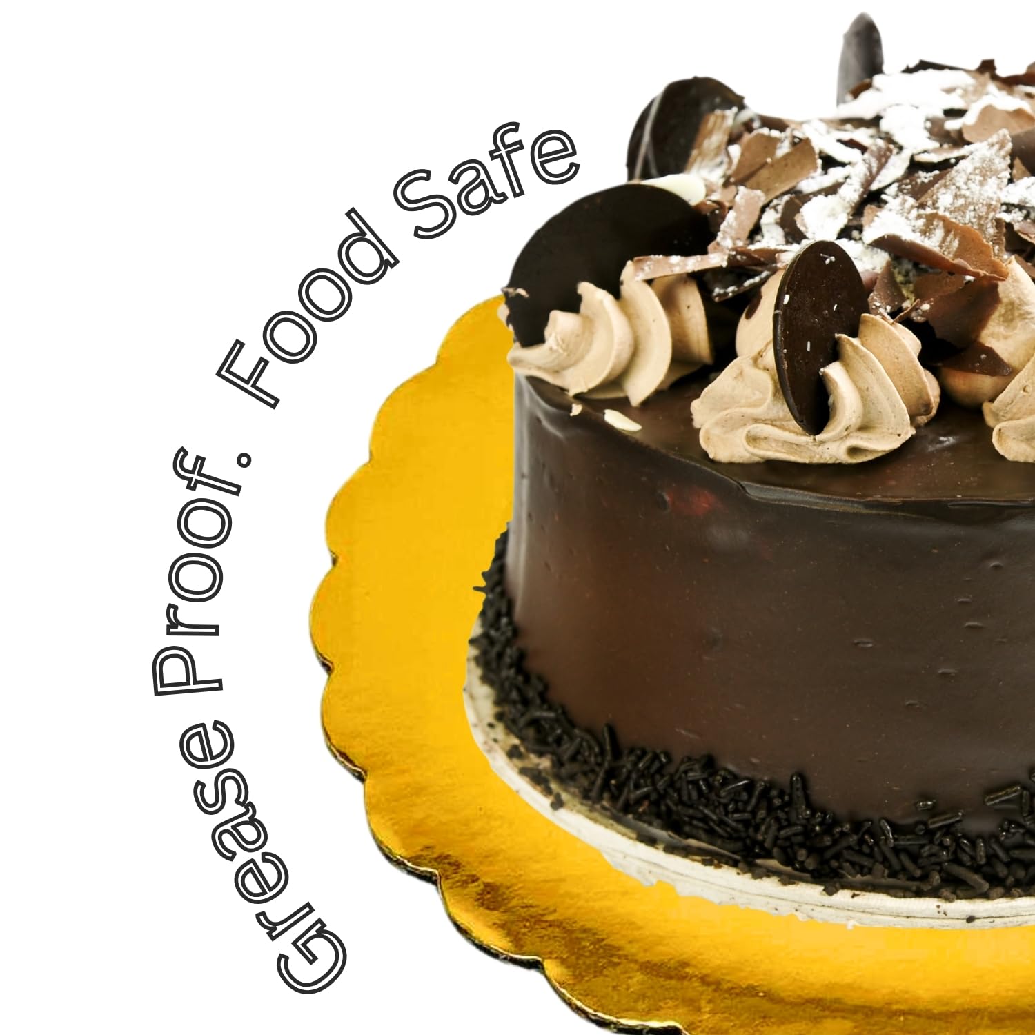 6'' Round Gold Scalloped Cake Board 25Pcs