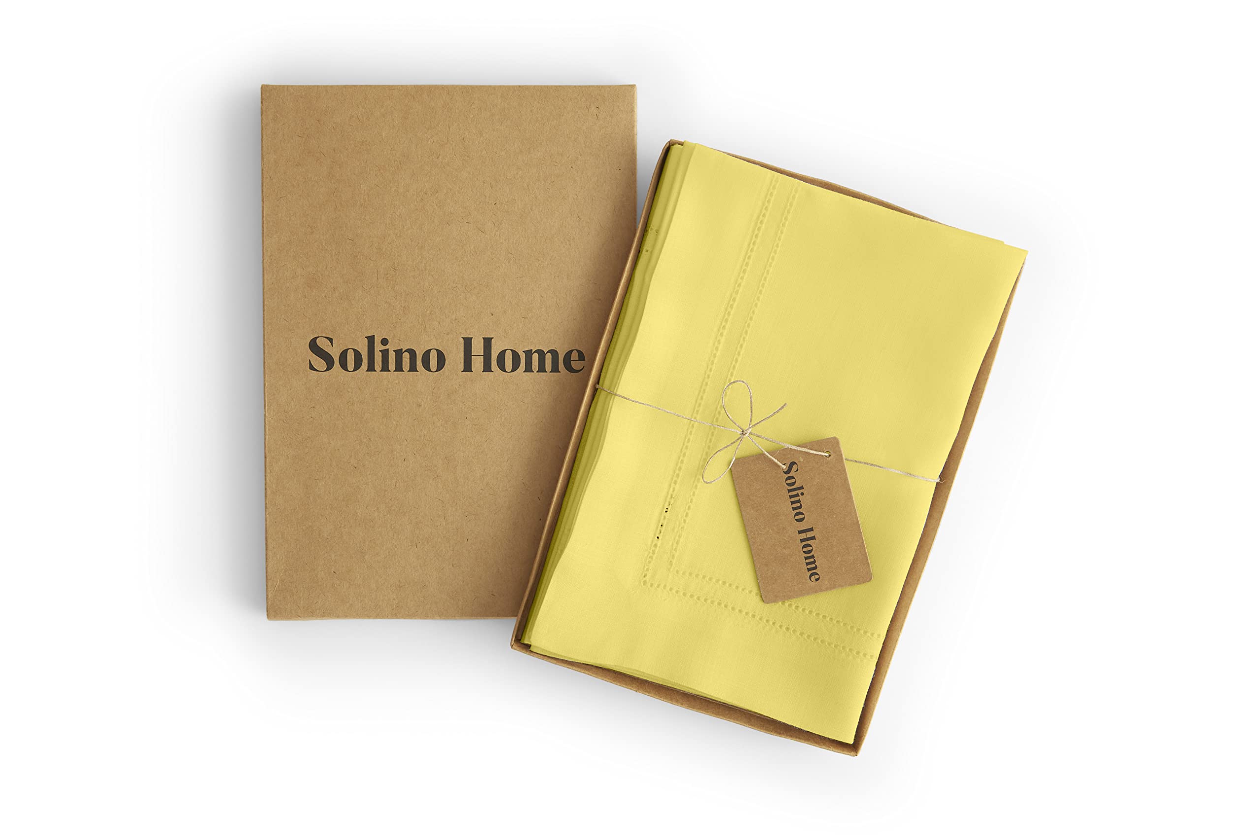 Solino Home Linen Dinner Napkins Set of 4 - 20x20 Inch Sunshine Yellow, 100% Pure Linen, Handcrafted, Machine Washable