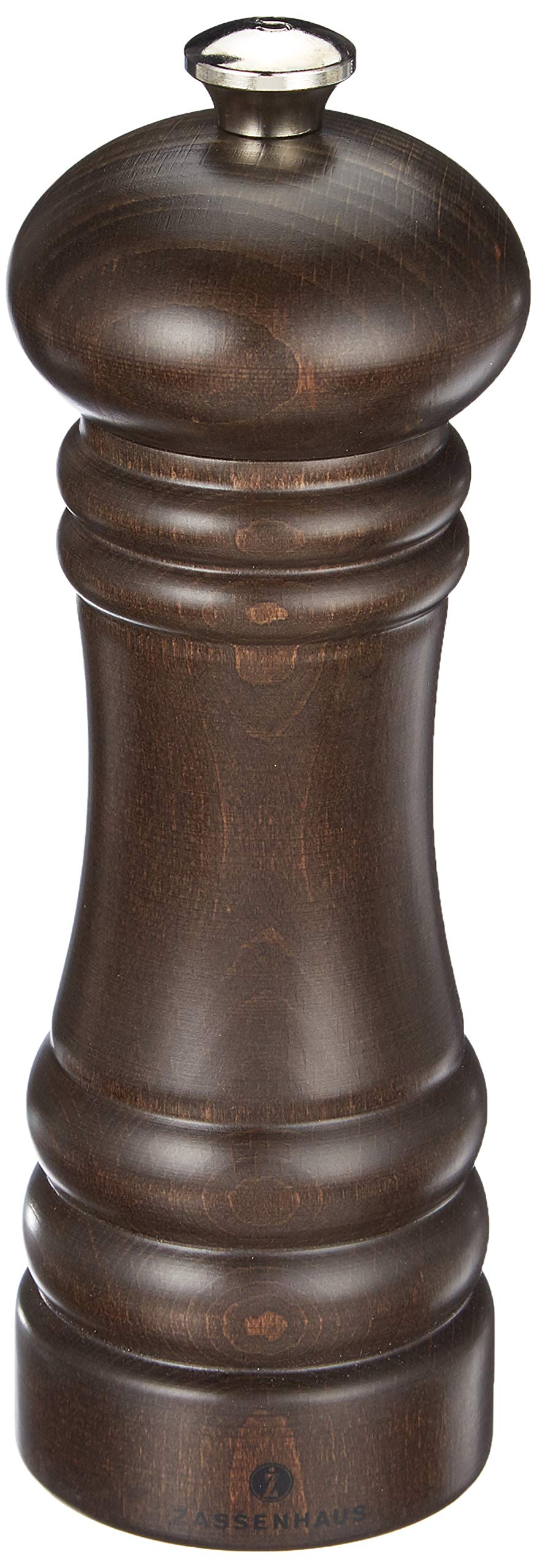 Zassenhaus Berlin Wood Salt Mill, Refillable Manual Salt Grinder, 7.1 Inches (Dark Stained)