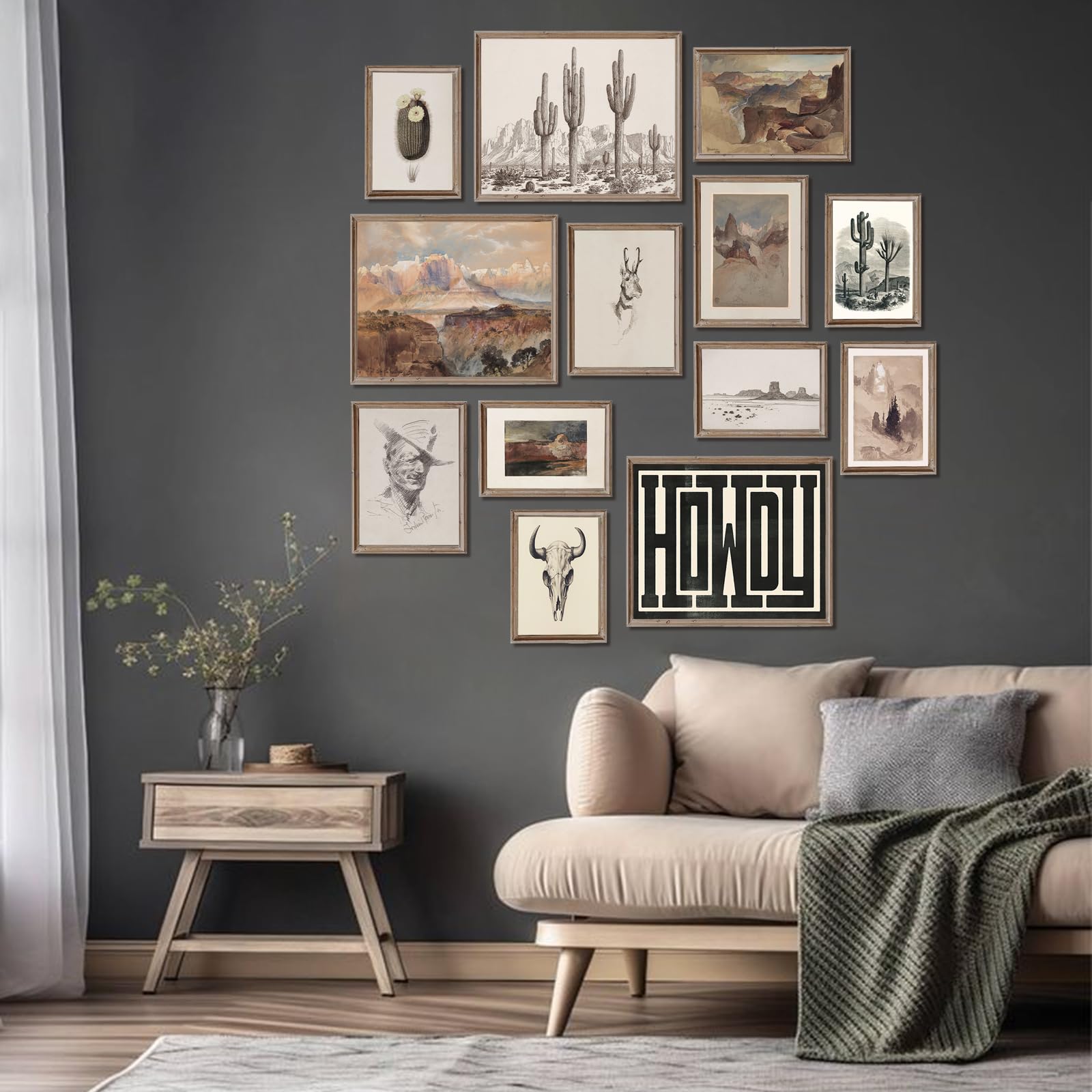 Western Decor Vintage Western Wall Decor,Farmhouse Cowboy Decor Wall Art,Boho Ranch Landscape Art Prints Canyons Cacti Desert So