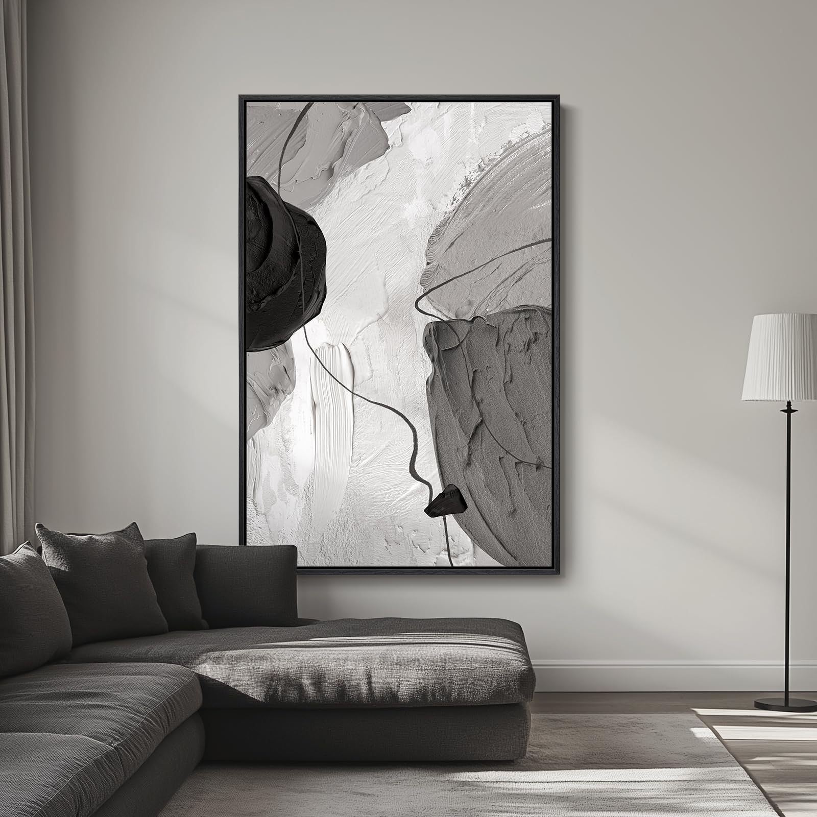 Extra Large Framed Abstract Wall Art For Living Room, Oversized Vertical Canvas Prints Paintings Artwork For Walls, Minimalist B