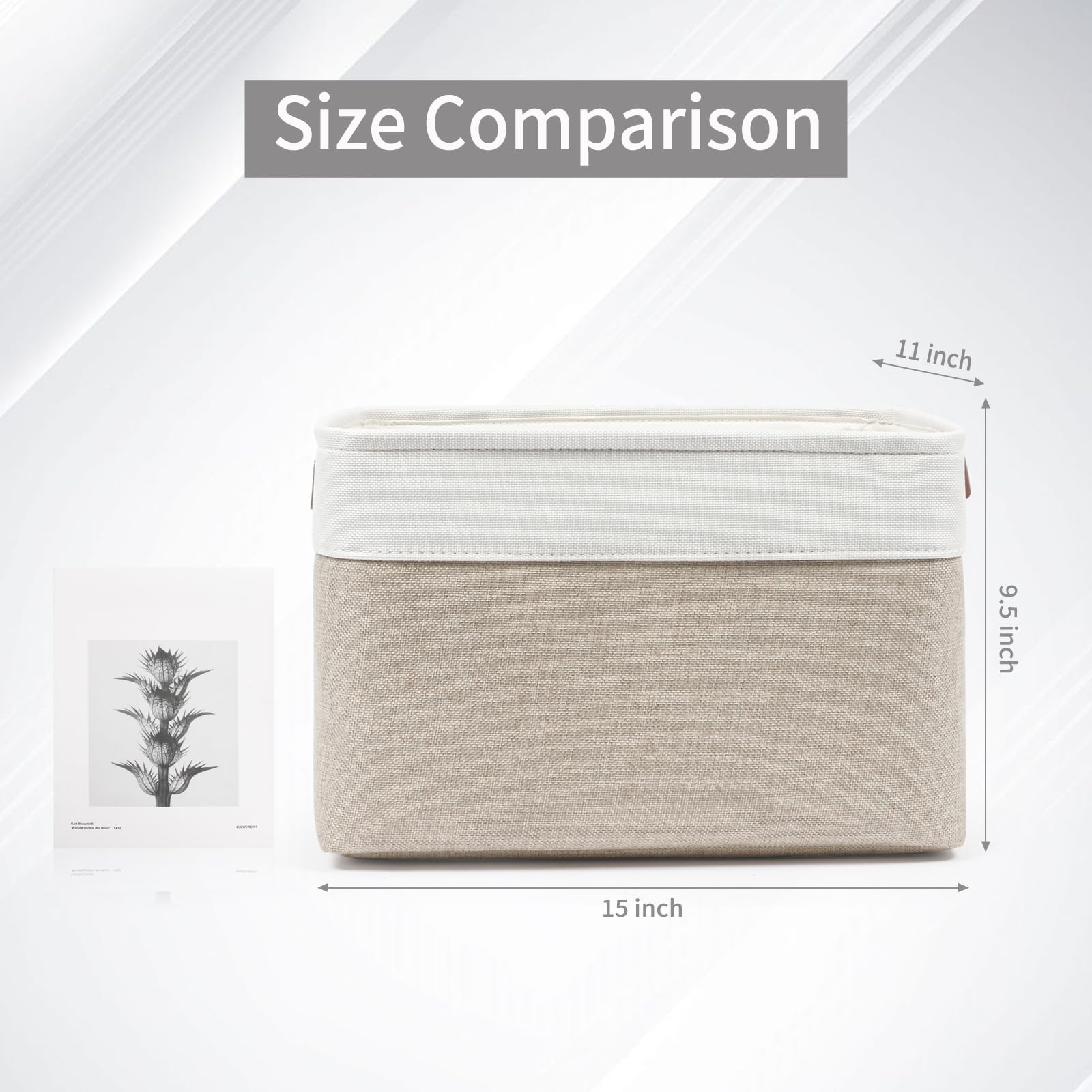 Bagnizer Storage Bins Large Fabric Storage Baskets For Shelves 3 Pack, Decorative Linen Closet Baskets With Handles For Organizi