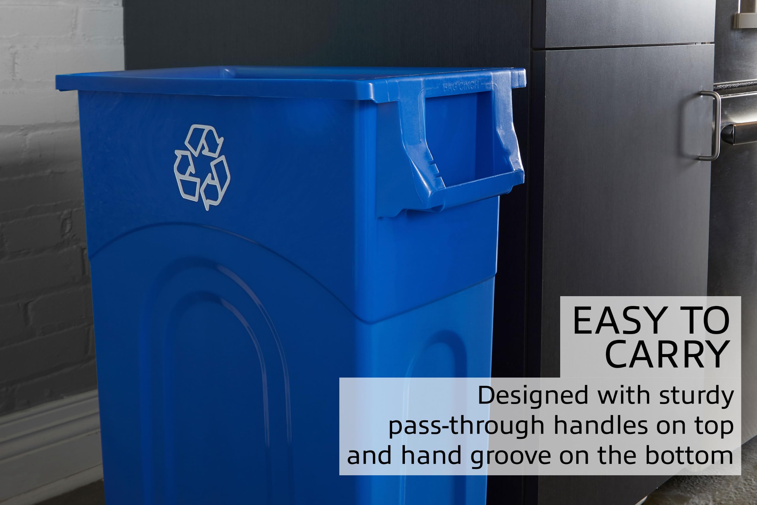 United Solutions Highboy Recycling Container, 23 Gallon, Space Saving Slim Profile And Easy Bag Removal For Indoor Or Outdoor Us