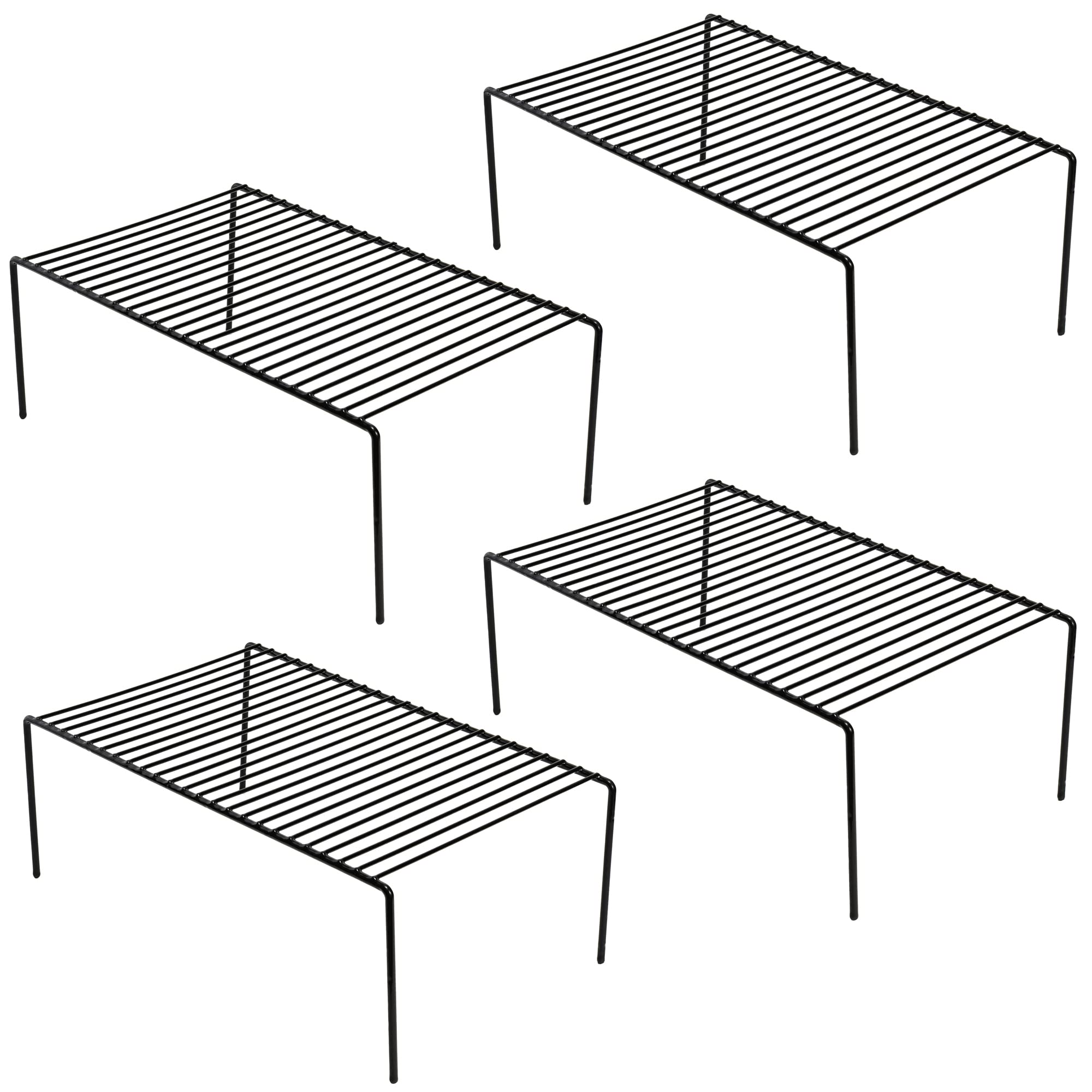 iPEGTOP Kitchen Cabinet Shelf Organizer Set of 2, Large (15.7 x 9.4 inch) Metal Wire Pantry Storage Shelves, Dish Plate Racks fo