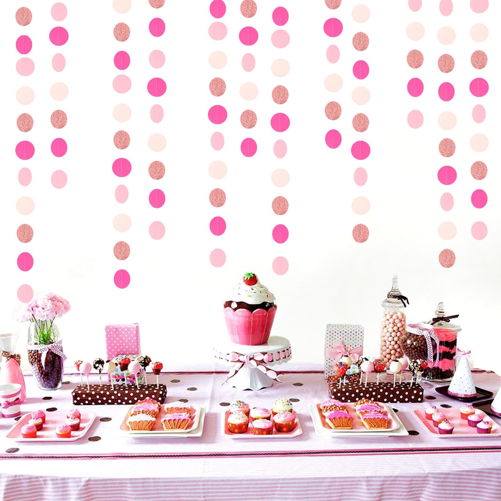 Hot-Pink Rose-Gold Party Decorations Garland - 52ft Wedding Bridal Shower Hanging Decoration Streamers Banner,Baby Girl Birthday
