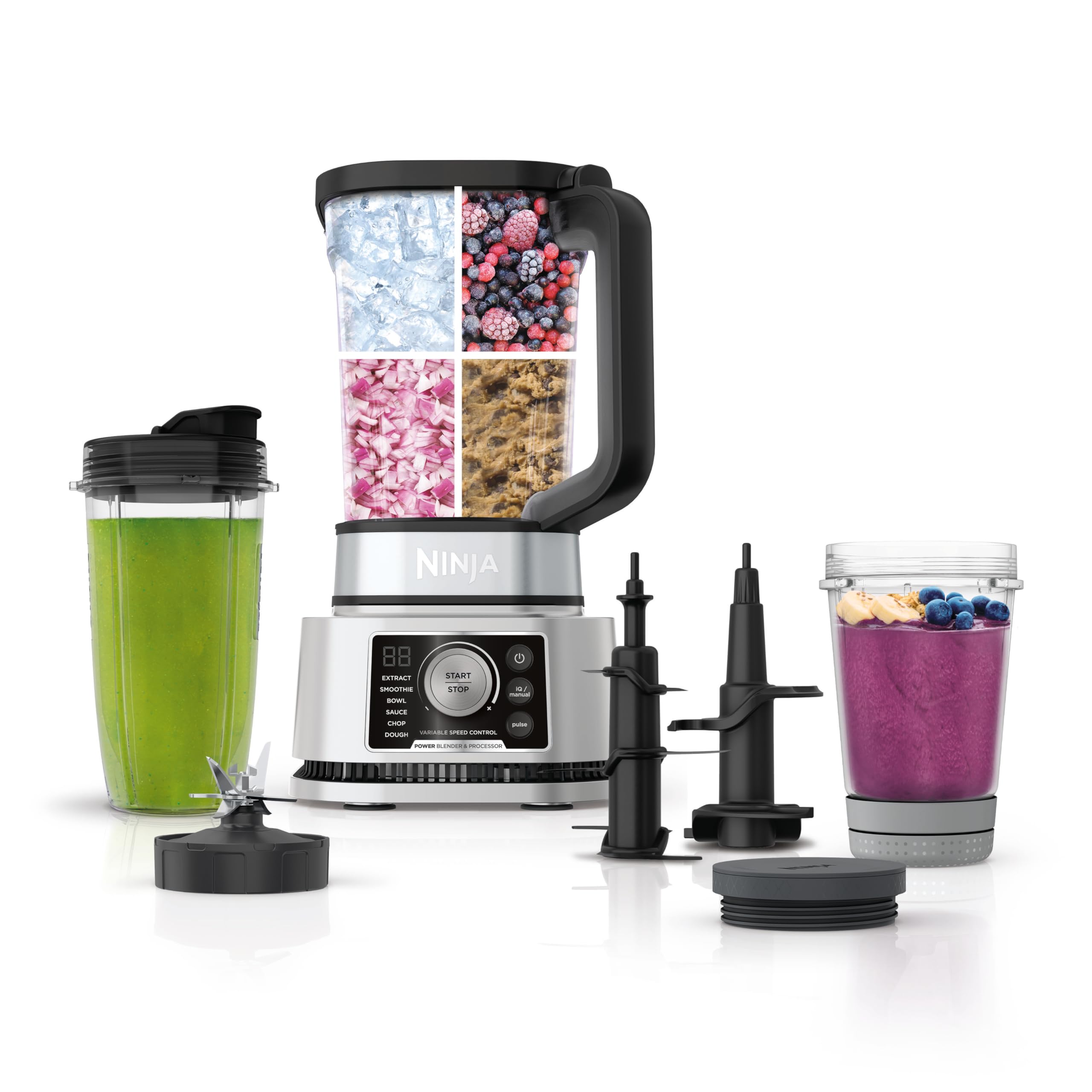 Ninja Blender For Kitchen | Food Processor Combo System | Smoothie Maker & Nutrient Extractor | 6 Functions for Bowls, Spreads,