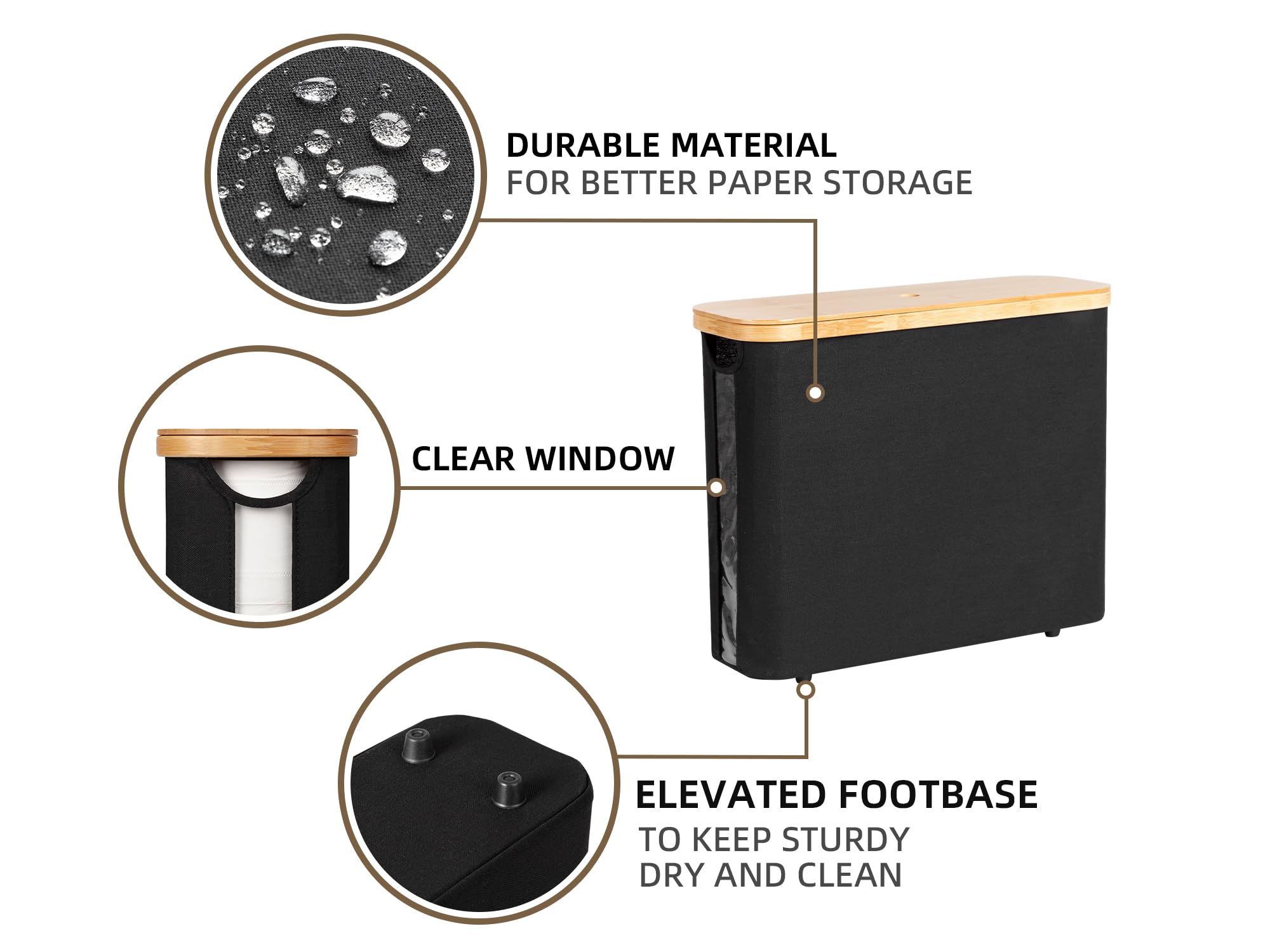Storageworks Toilet Paper Storage Basket, Toilet Paper Roll Storage With Bamboo Lid, Extra Toilet Paper Holder For Up To 9 Mega