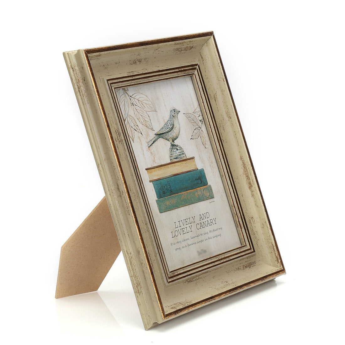 4x6 Inches Vintage Feel Rustic Picture Frame For Tabletop or Wall Hanging with Glass Front (4x6, Khaki)