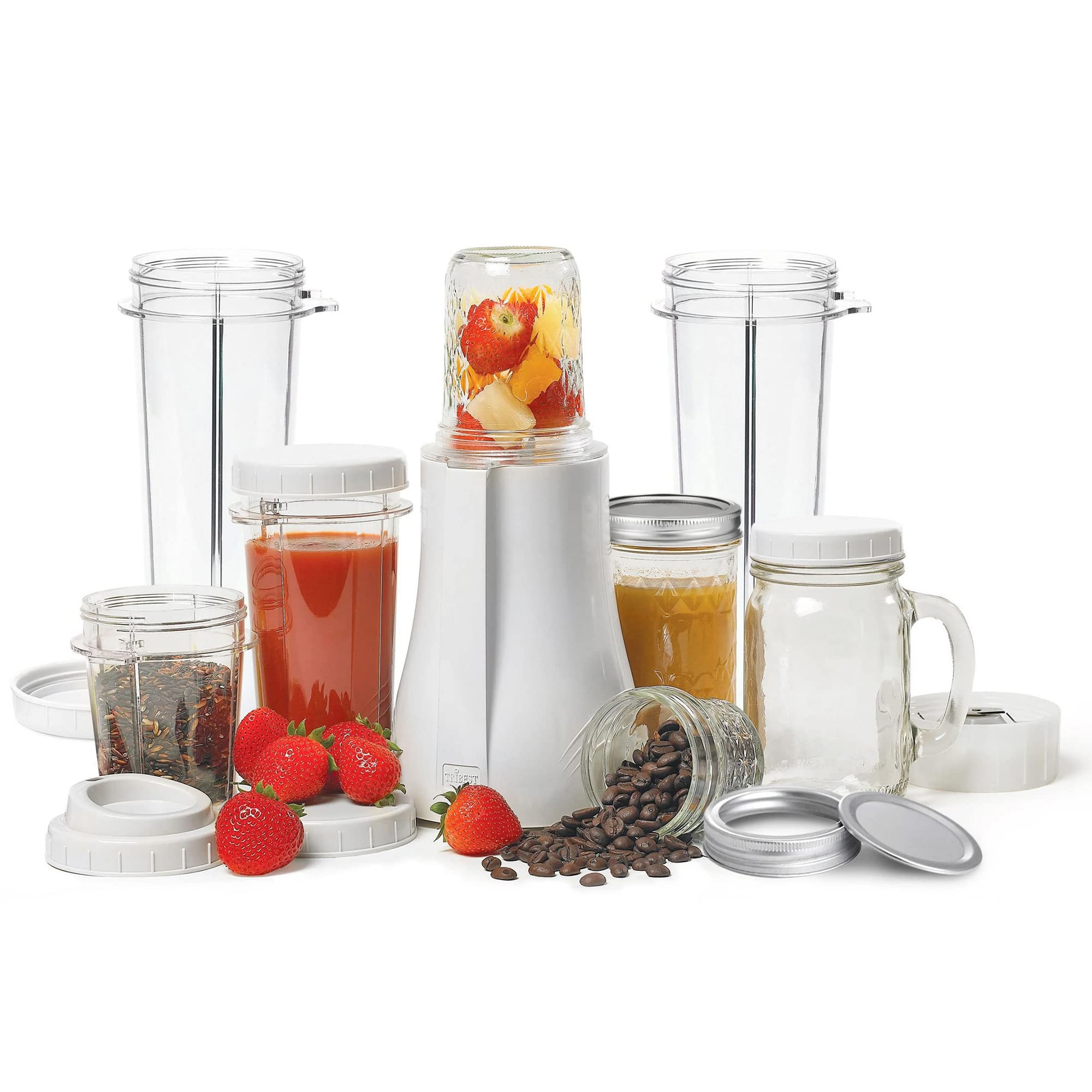Tribest PB-350XL-A Personal Blender for Shakes and Smoothies with Portable Blender Cups, White, 5 x 5 x 16.25 inches
