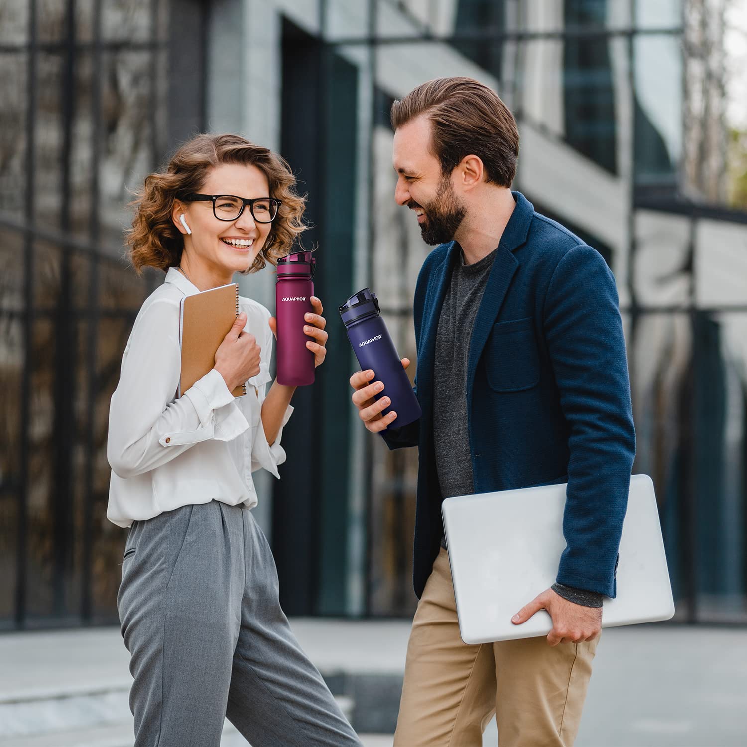 AQUAPHOR City Bottle 500ml Grey  Travel Water Bottle with Activated Carbon Filter  Filters Chlorine & Impurities  Made of Tritan & BPA-Free  Stay Hydrated On The Go!