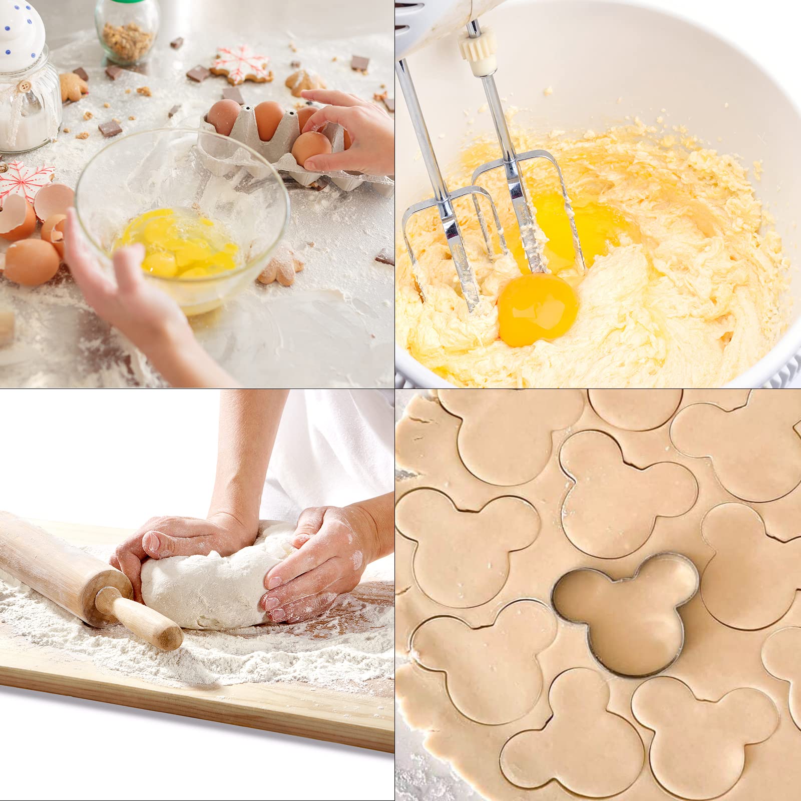 Mrcookie Mouse Cookie Cutters For Kids,Stainless Steel Sandwiches Cutters Biscuit Molds For Kids, 5Pcs Sturdy Cutters For Cookie