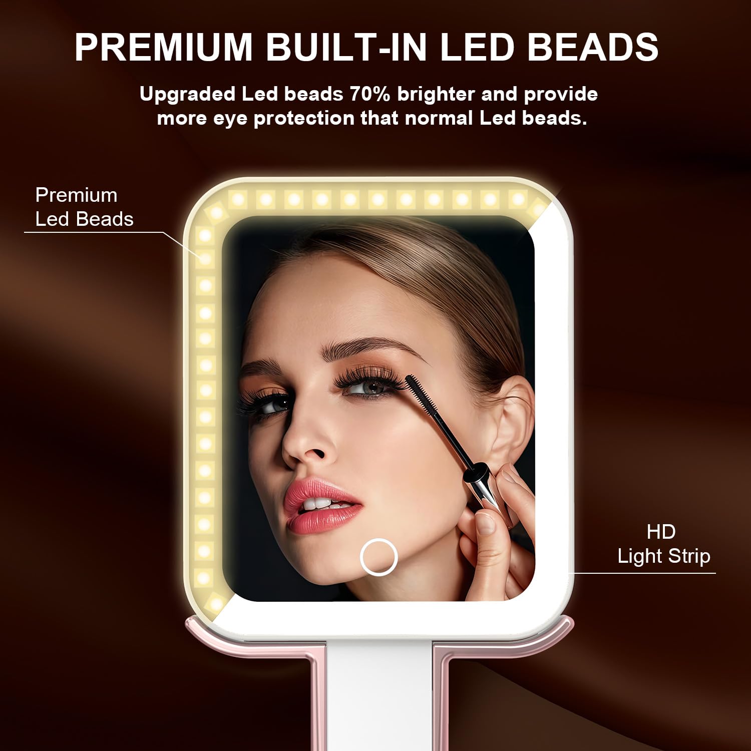 Mocado Travel Makeup Mirror With Lights,10X/1X Magnifying Mirror With Light, Double Sided Travel Mirror With 3 Color Light,Dimma
