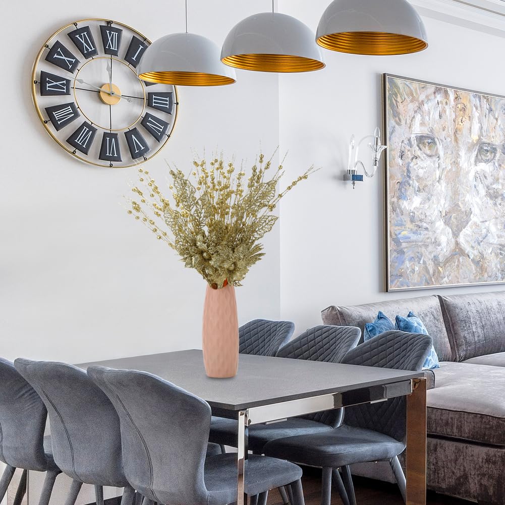 ROSELEAF 28 Pack Artificial Glitter Berry Stem Ornaments, Gold Christmas Ornaments Flower Branches Picks for Xmas Tree Decoratio