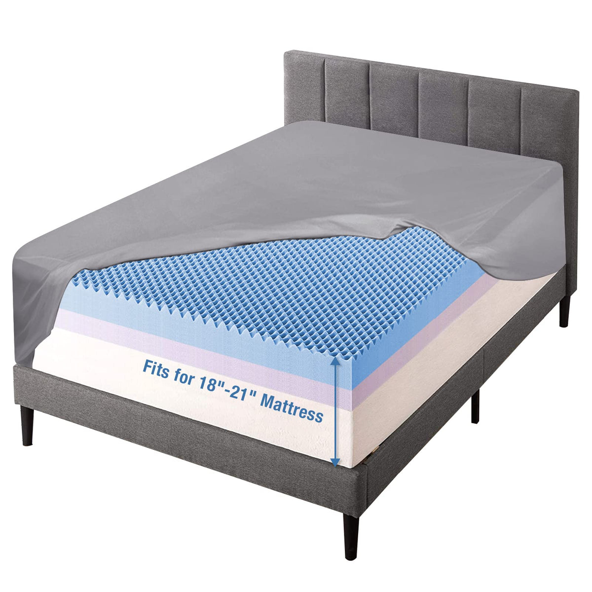 Bedecor Queen Fitted Sheet Only,21 Inch Extra Deep Pocket Light Gray Bottom Bed Sheet, Soft Breathable,Stay In Place,For Pillow