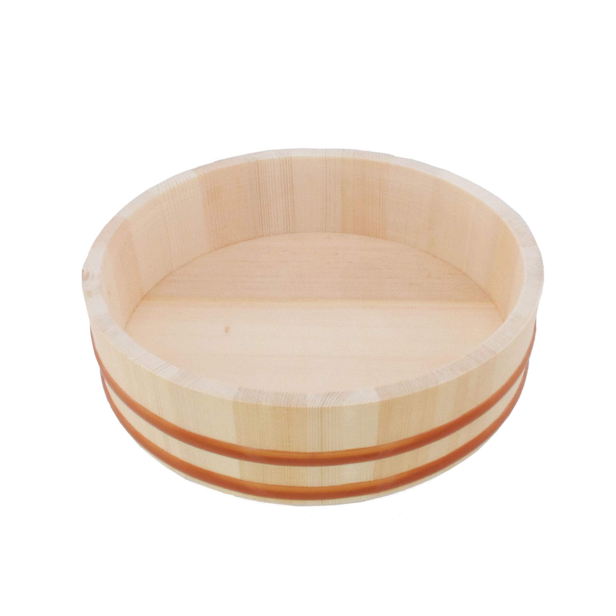 Bamboomn 10.6'' Hangiri Oke Sushi Rice Cooling Bowl/Tub With Lid, 19 Pieces Making Serving Accessory Kit - Small