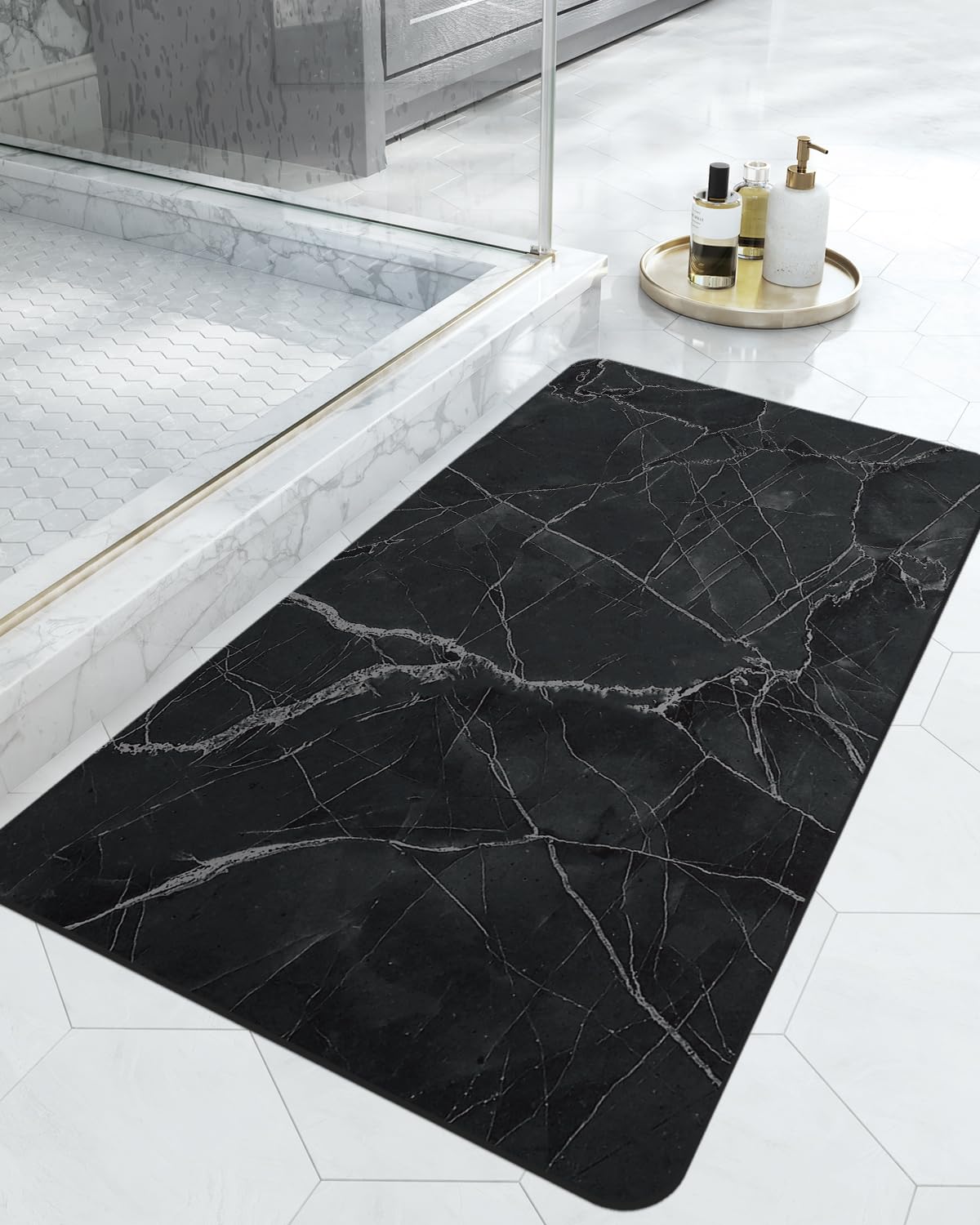 Dexi Bath Mat 17X32, Non Slip Quick Dry Rugs, Super Absorbent Ultra Thin Bathmat, Washable Rubber Mats For Shower Floor, In Fron
