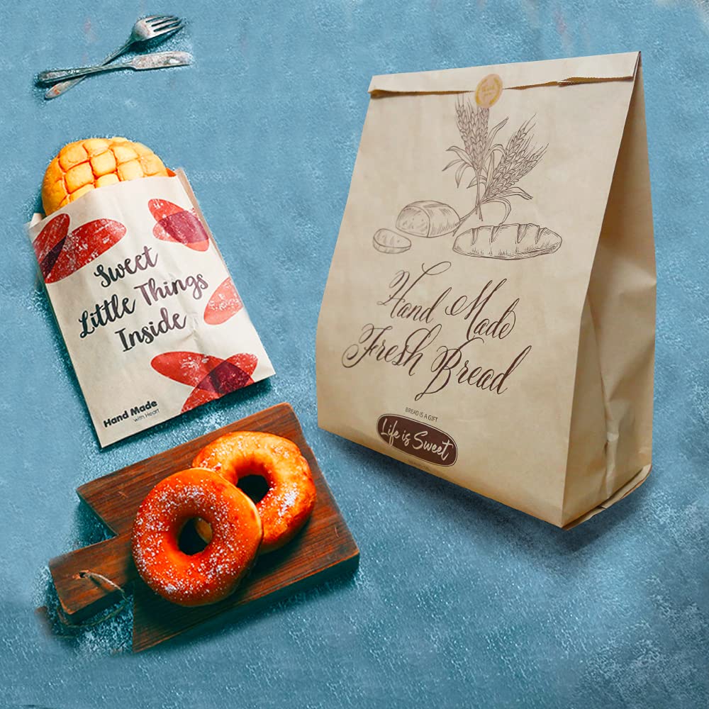 50 Pack 13.8 X 9.5 Inch Kraft Paper Bread Bags For Homemade Bread, Large Paper Bakery Bags For Bread Loaves, Eco Friendly Bread