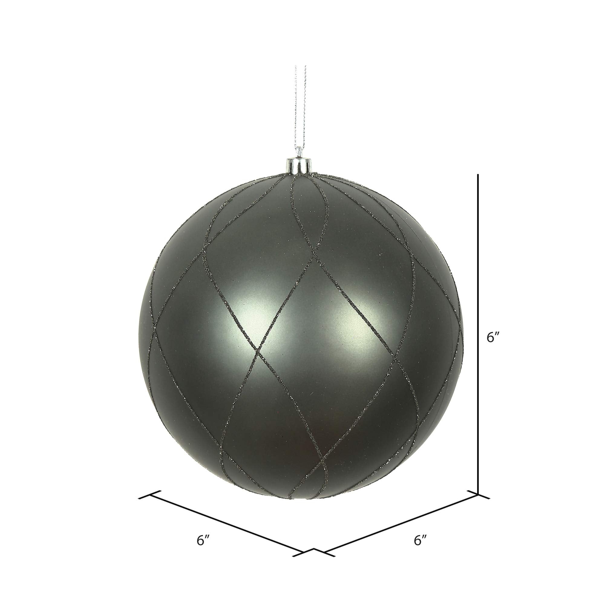 Vickerman 6 Pewter Matte and Glitter Swirl Ball Ornament, 3 per Box