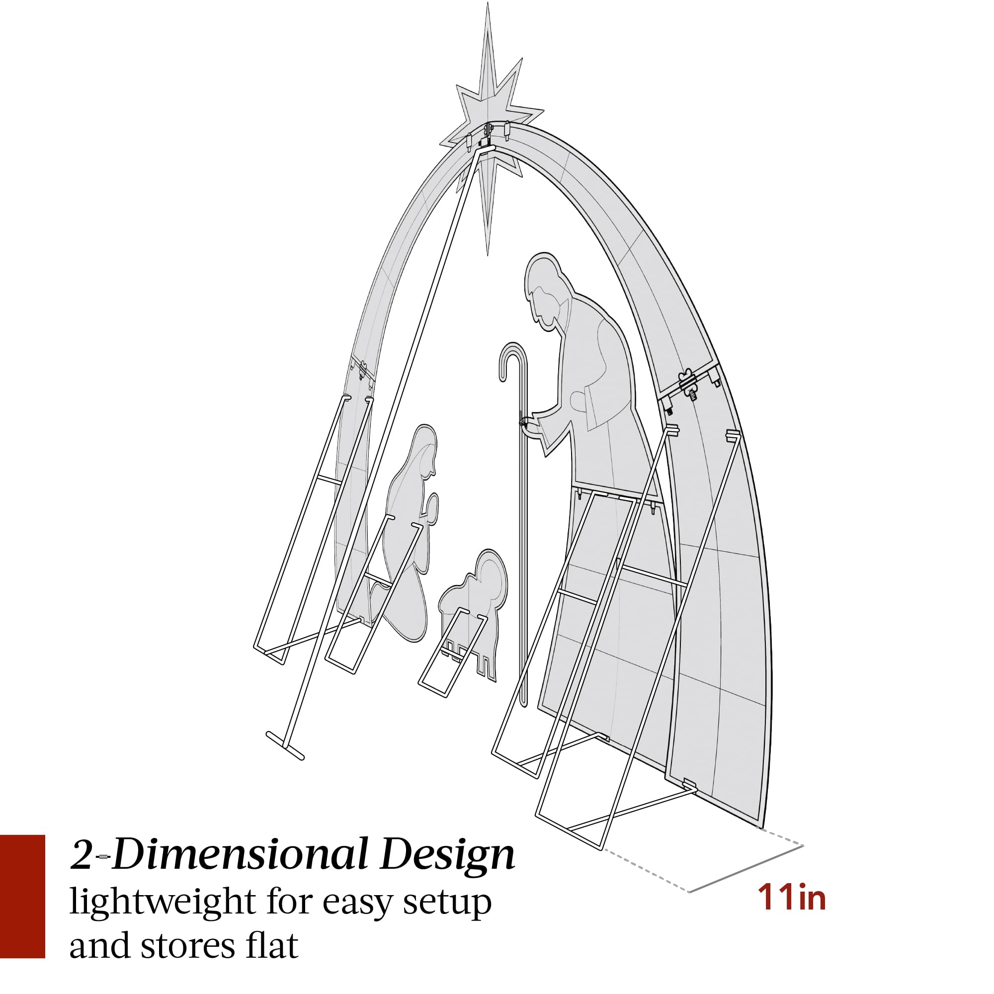 Best Choice Products 4.5ft Lighted 2D Outdoor Nativity Scene, Christmas Arch Holy Family Yard Decoration w/ 115 LED Lights, Stak