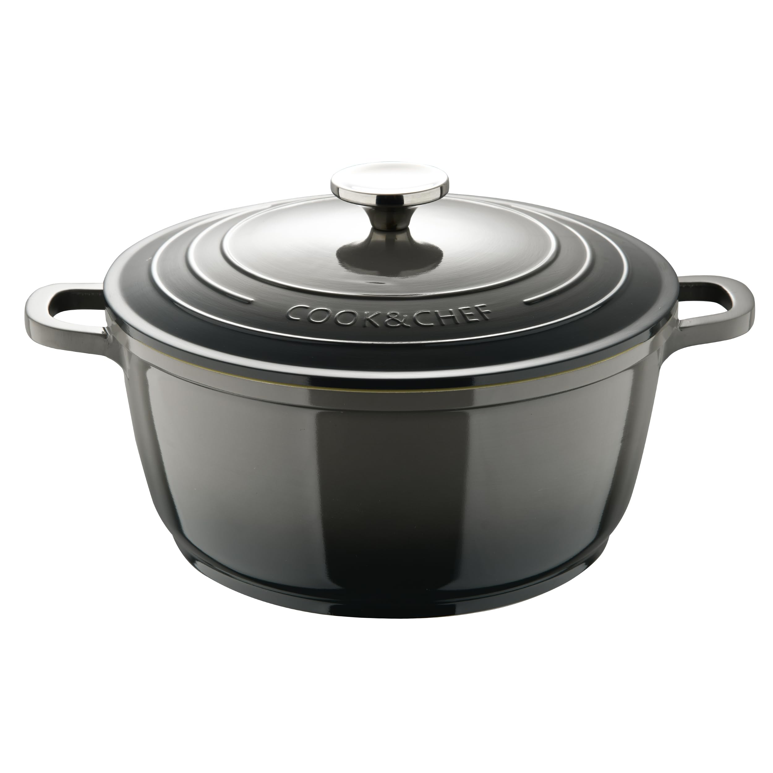 BERGNER Excalibur Grey - Canco with 20 cm Lid - Melted Aluminium Made - Inner Cream Coating - Grey Outdoor - Induction Point - S