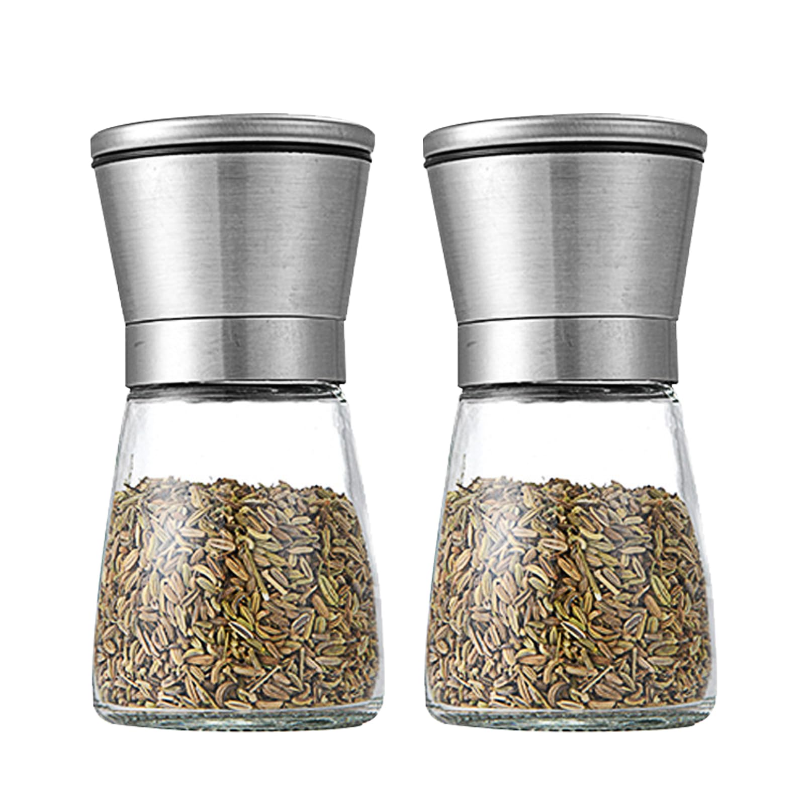 2 Pcs Manual Salt or Pepper Grinder,Spice Mill Adjustable Particle Size Ceramic Blades for Grinding Black/White Pepper Sea Salt 