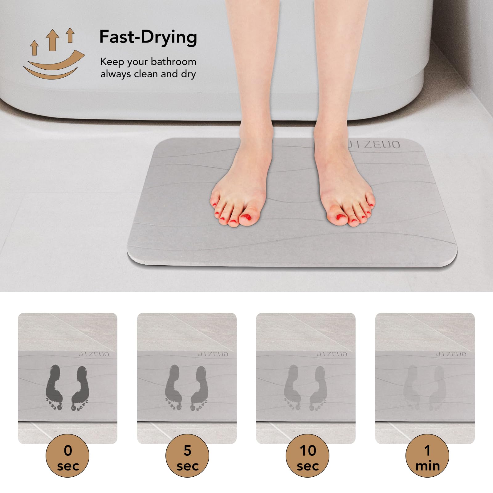 Stone Bath Mat Large, Diatomaceous Earth Shower Mat, Non-Slip Super Absorbent Quick Drying Bathroom Floor Mat, 2 Pack,23.62X15.3