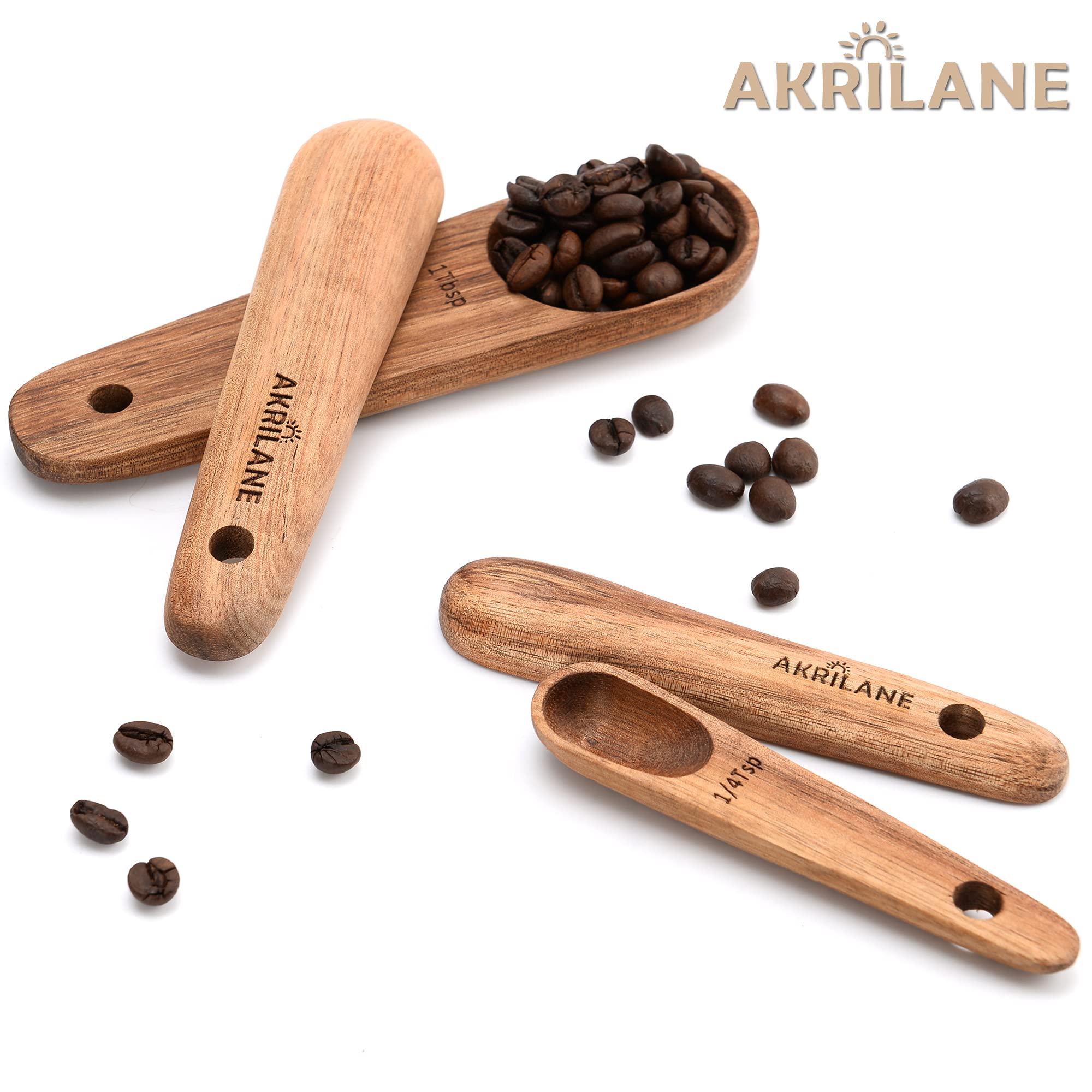Wooden Measuring Spoons Set Kitchen Utensil Set Tools  Premium Acacia Wooden Spoon Kitchen Utensils for Chefs  Engraved Accurate Spoons for Dry and Liquid Ingredients  Set of 4