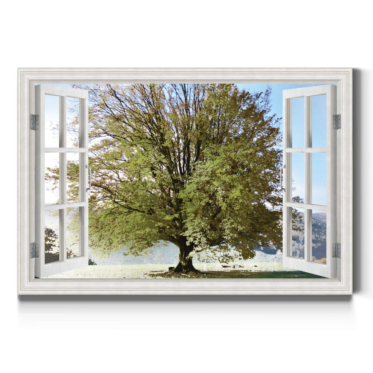 Renditions Gallery Nature Canvas Wall Art Home Paintings & Prints Window View Summer Tree Modern Glam Romantic Wall Hanging Deco