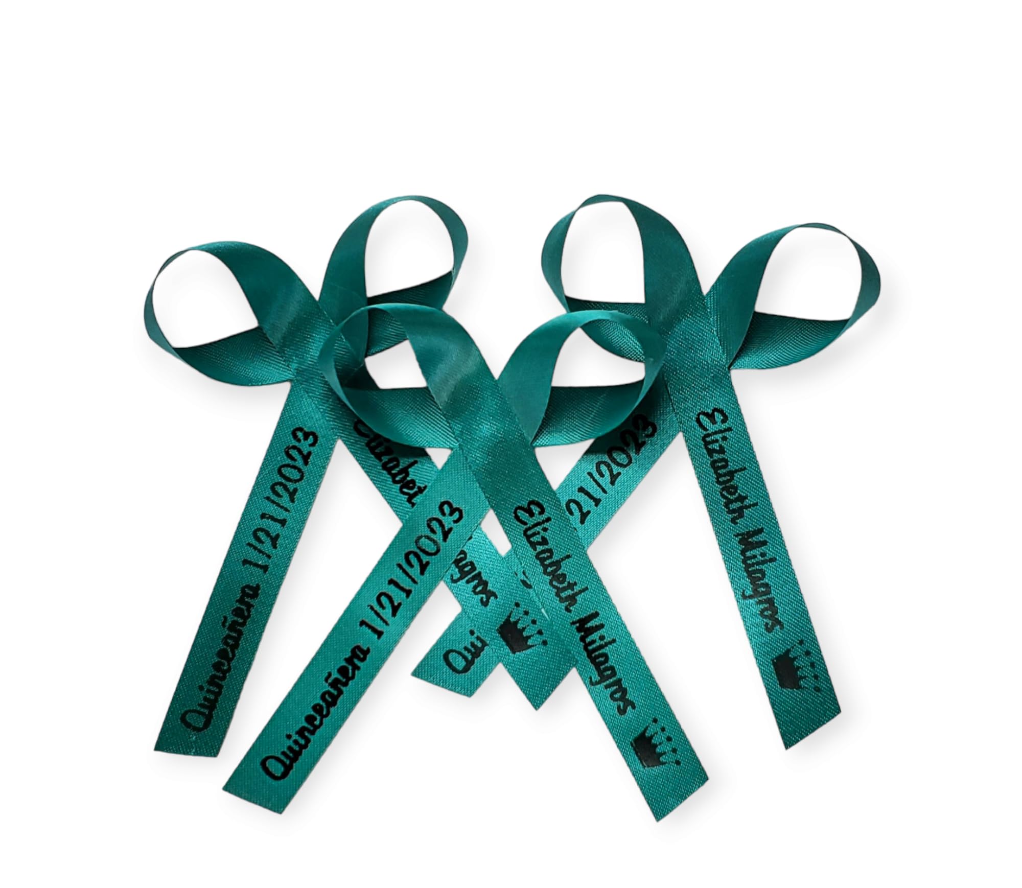 25 Personalized Ribbons Wedding Bridal Shower Favor Quinceanera Baptism By Amy'S Bubbling Boutique (Teal)