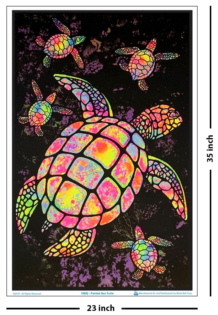 Painted Sea Turtles - Flocked - Blacklight Poster - 23'' X 35''