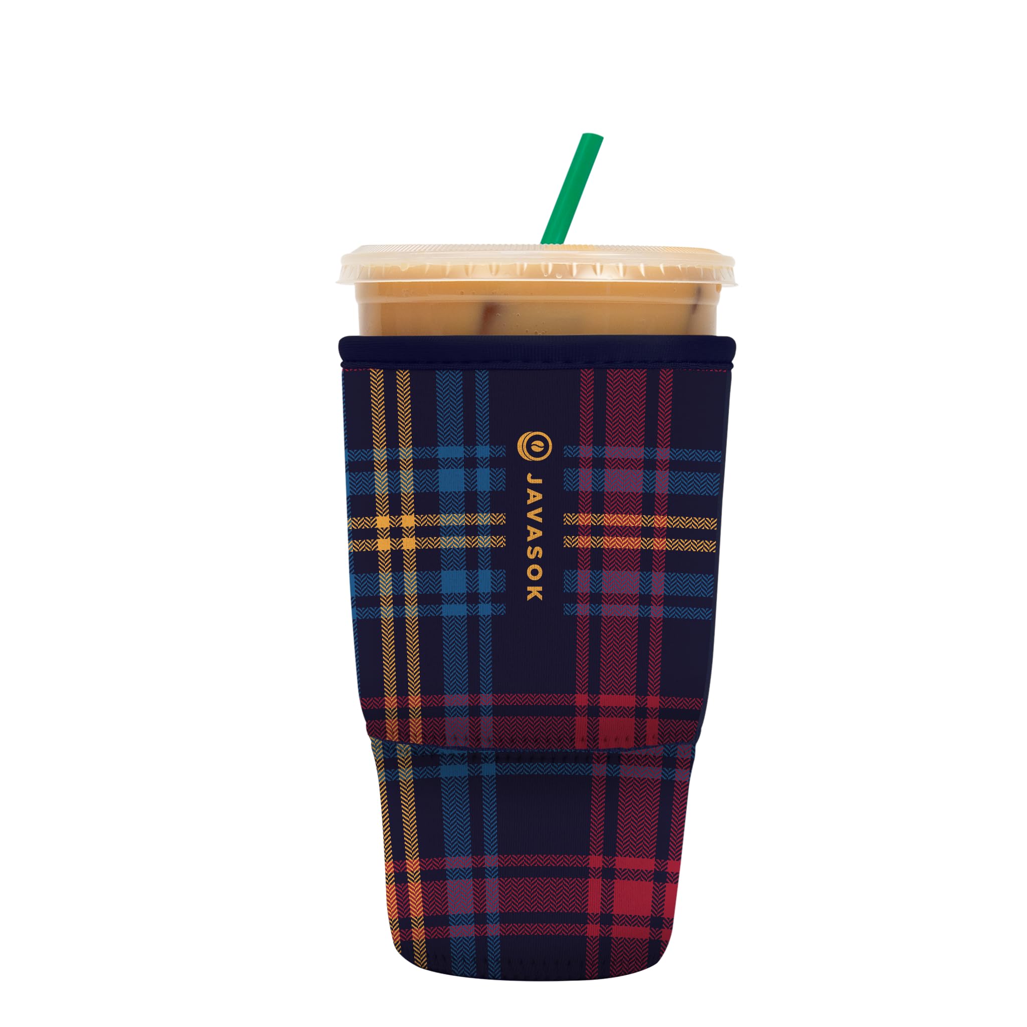 Sok It Java Sok Iced Coffee & Cold Soda Insulated Neoprene Cup Sleeve (Tartan Royale, Large: 30-32oz)
