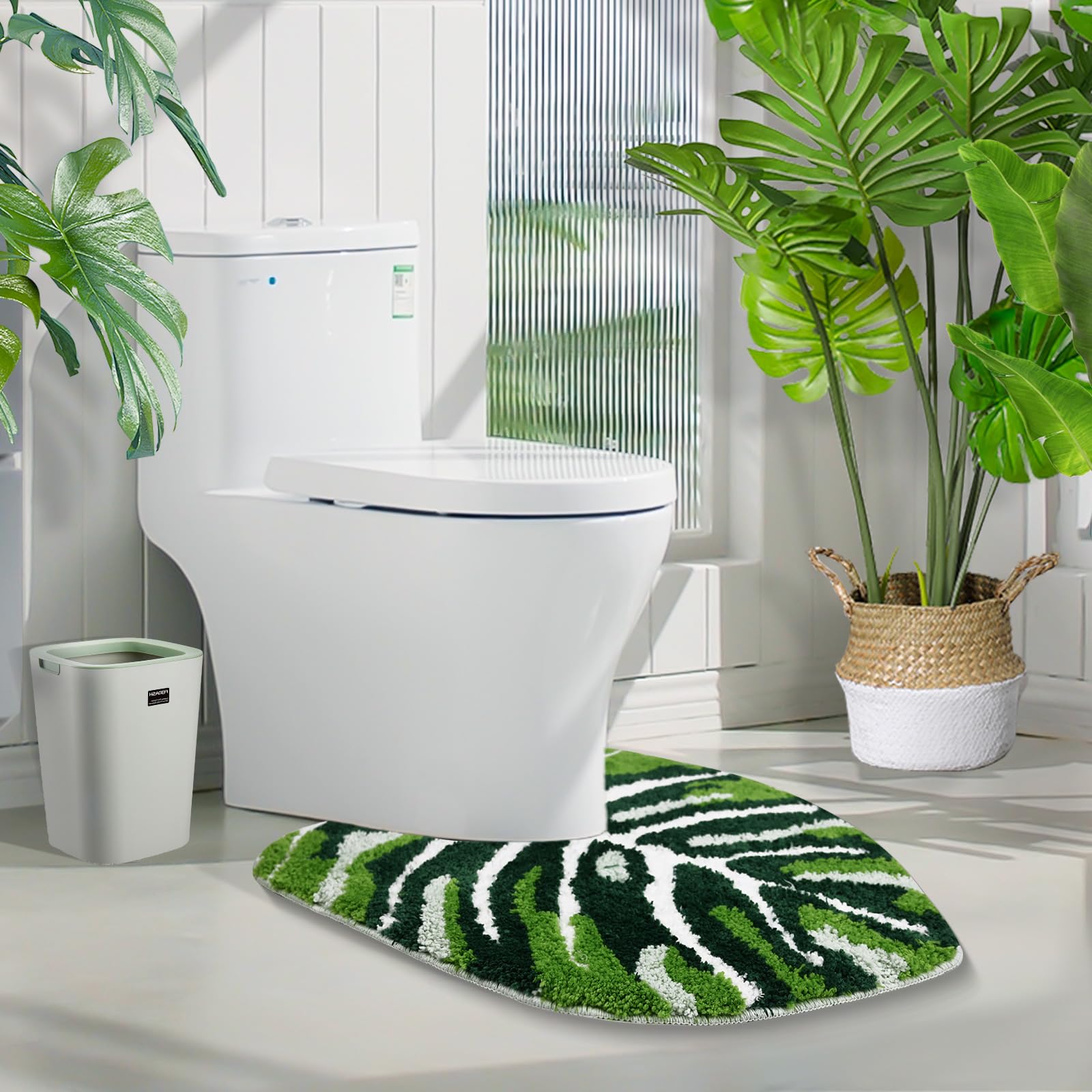 Baahrnom U Shaped Toilet Rug 24'' X 20'' Extra Soft Absorbent Microfiber Contoured Bathroom Rugs Non Slip Toilet Rugs For Bathro