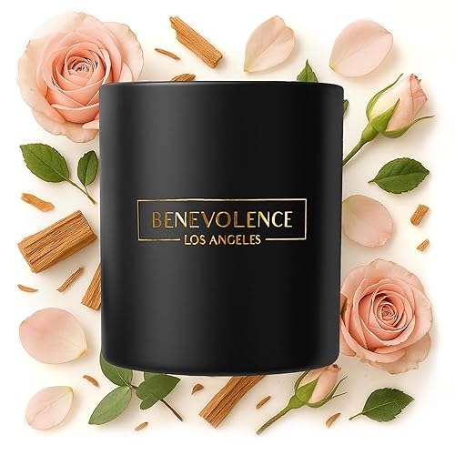Benevolence Candles Rose & Sandalwood Scented Candle  8 oz Christmas Scented Candles for Home Scented  Natural Soy Candles for M