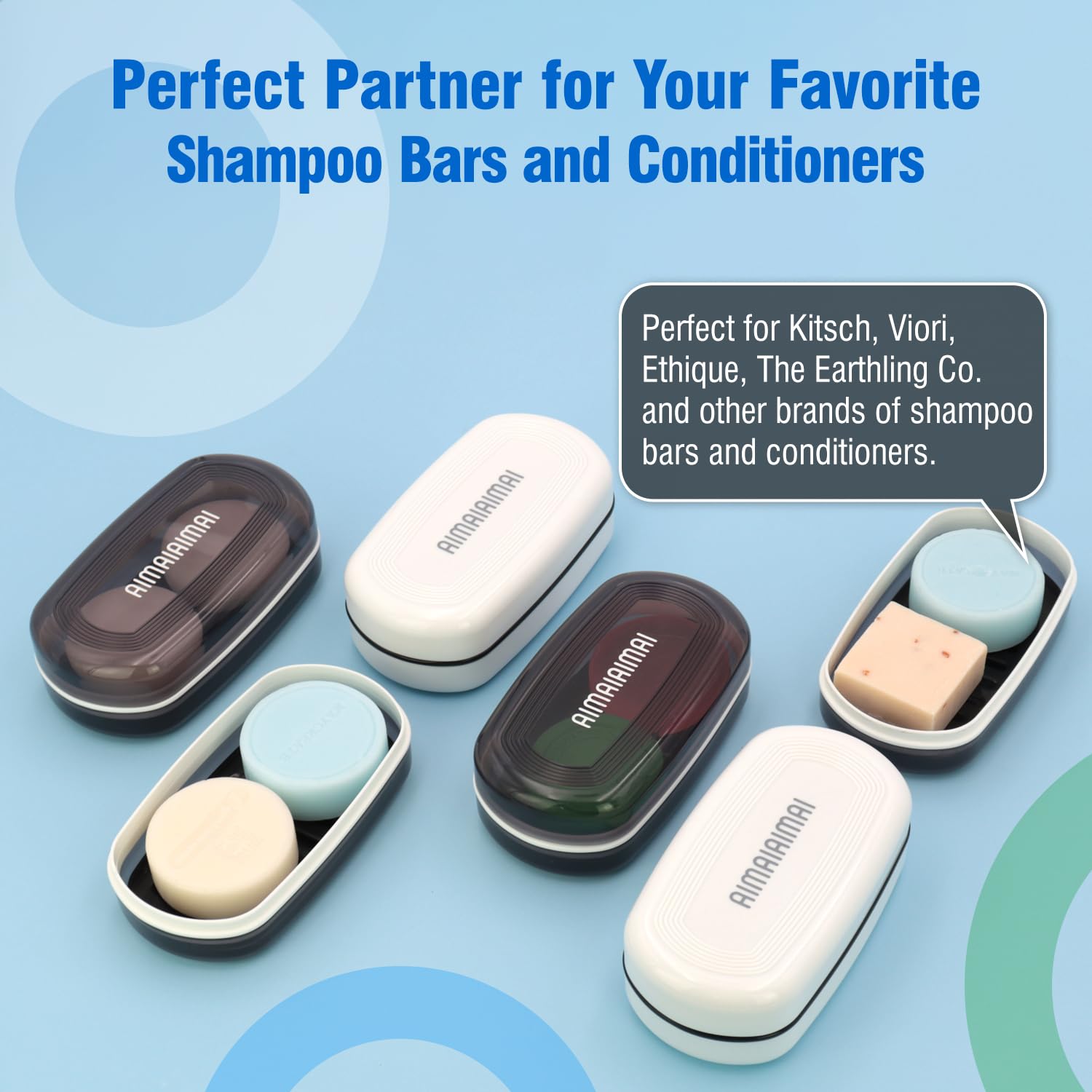 Aimaiaimai Shampoo Bar Holder, Large Soap Box, Travel Soap Container, Soap Dish With Draining Layer, Soap Case For Bathroom, Tra