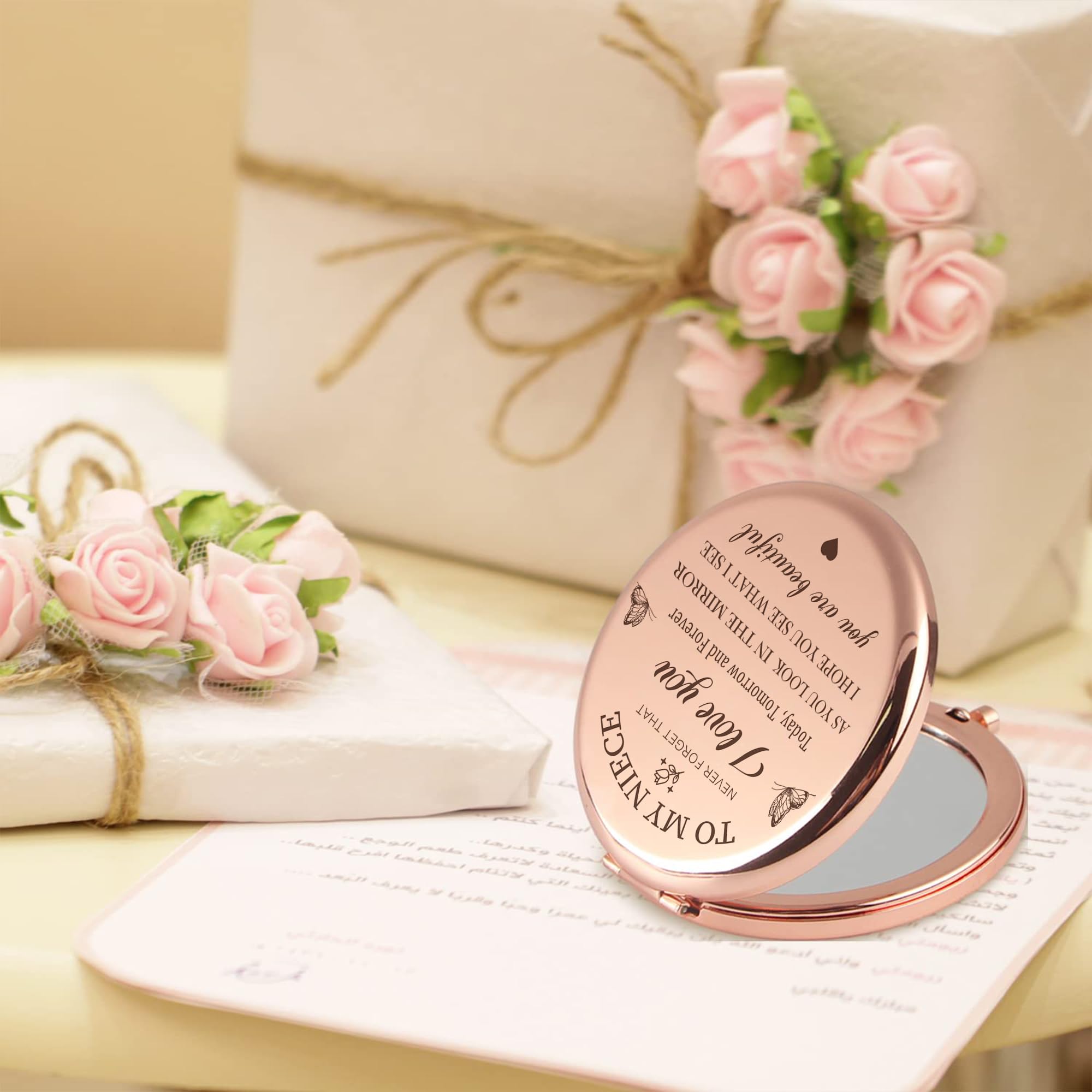 Kgkaimizl Niece Gifts Compact Mirror Gifts For Niece From Aunt, Niece Makeup Compact Mirror, Birthday Gifts For Niece From Aunt