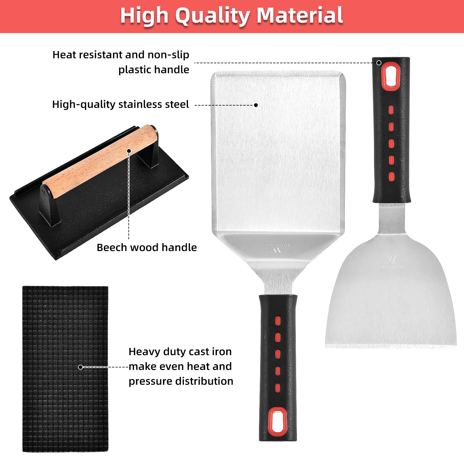 Griddle Accessories Kits, 30 Pcs Griddle Grill Tools Set, Professional Grill Bbq Spatula Set With Basting Cover, Spatula, Scrape