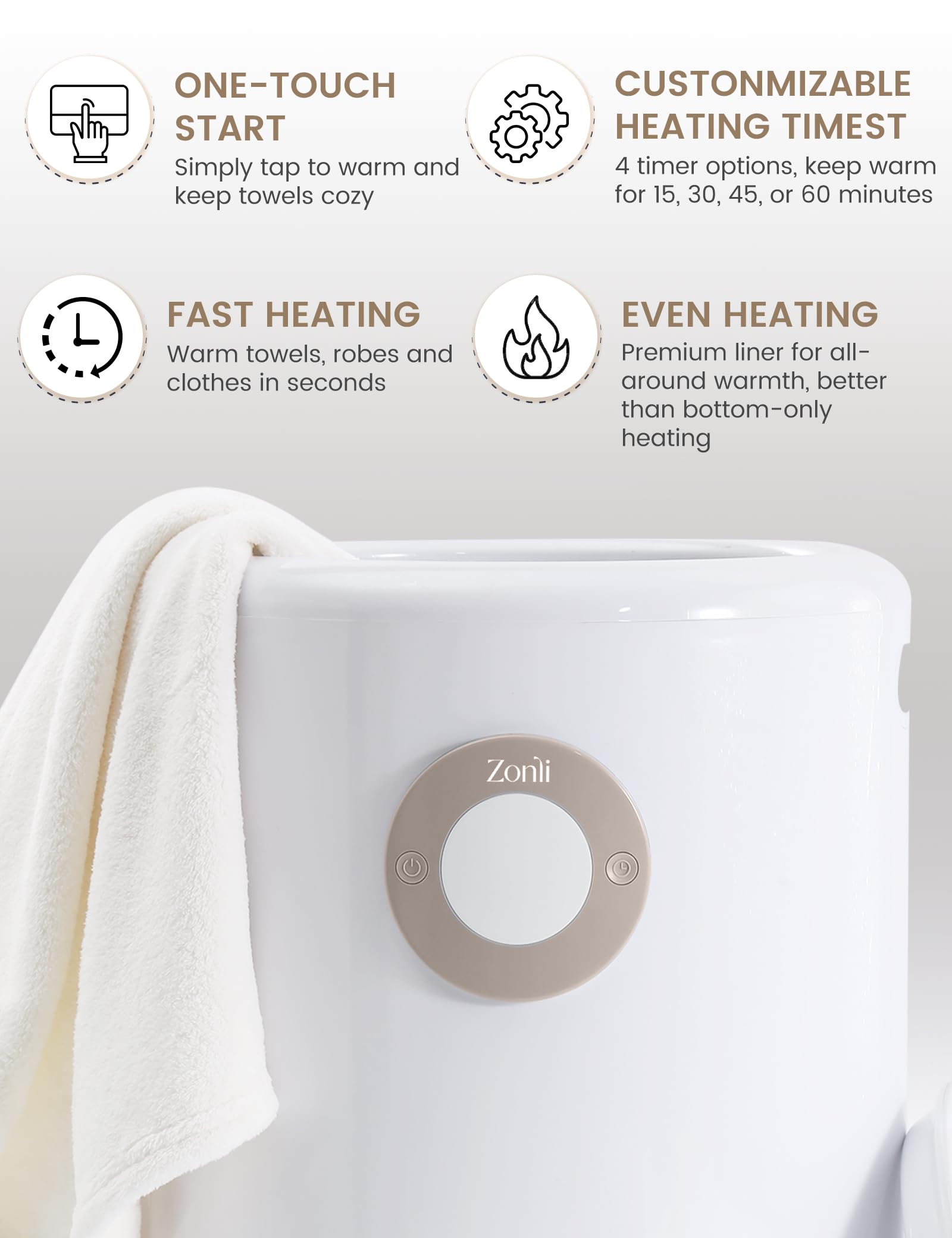 Zonli Towel Warmer, Large Towel Warmers For Bathroom, Luxury Hot Towel Warmer For Spa, With Auto Shut-Off, Adjustable Timer, 20L