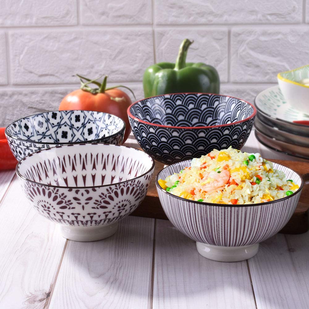 Bosili 4.5 Inch Japanese Rice Bowl Set Of 4 Ceramic Sushi Bowls Suitable For Dessert Snacks Cereal Soup Sauce