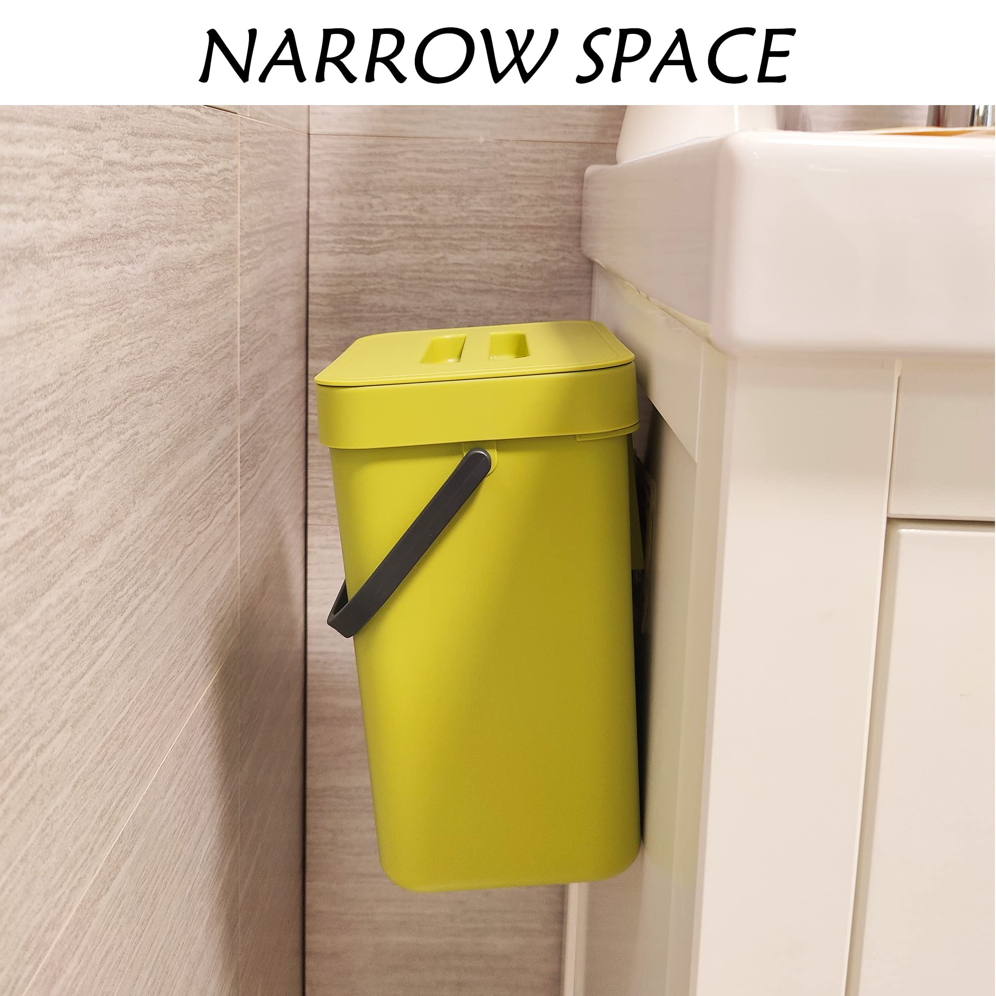 stonespace Small Kitchen Trash Can with Lid  Compost Bin Indoor Kitchen Sealed  Under Sink Trash Can  5 L/1.3 Gallon Plastic Trash Bin  Green