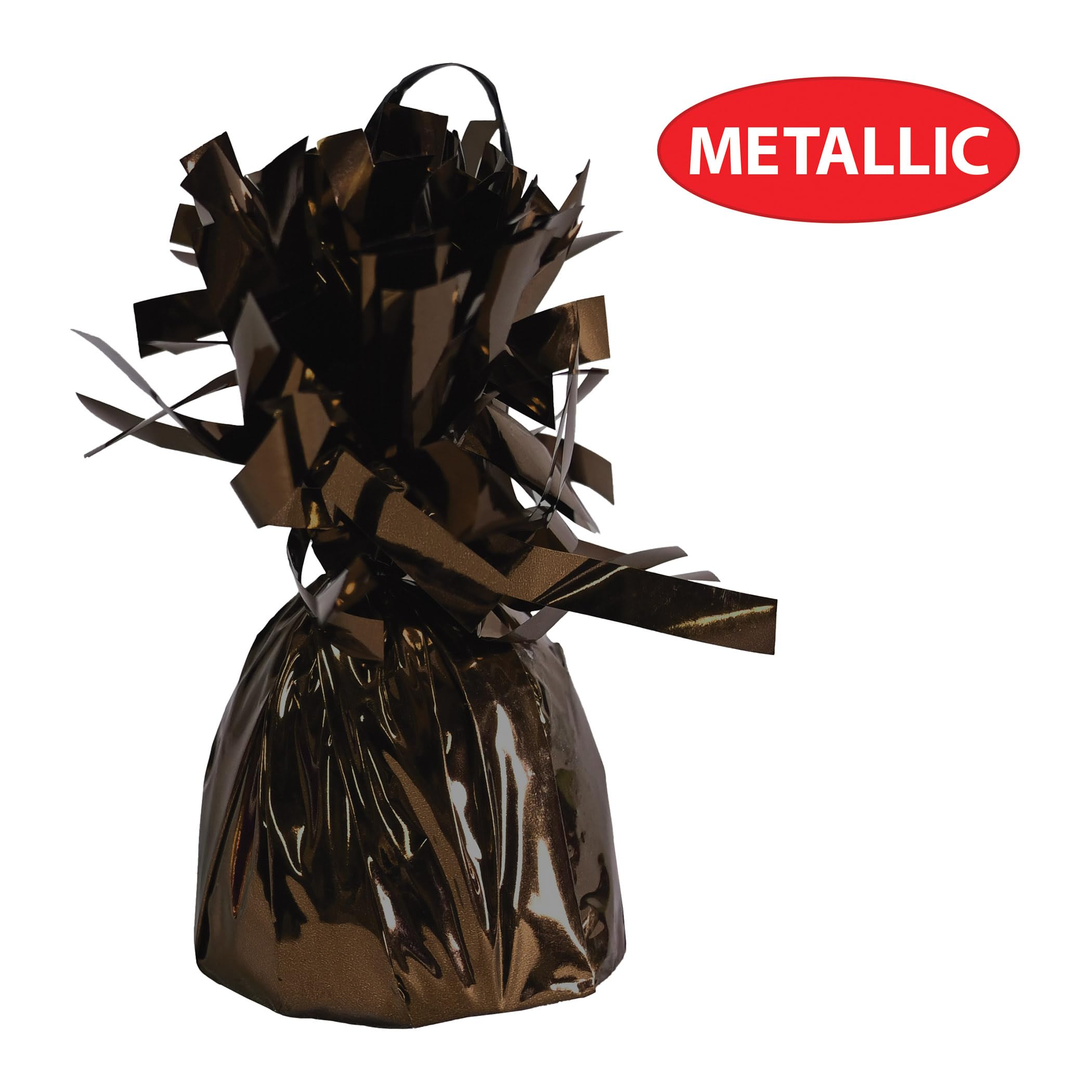 Beistle Metallic Wrapped Balloon Weight - 12 Pack, Brown Balloon Centerpiece Bouquet Holders, Party Decoration Accessories for R