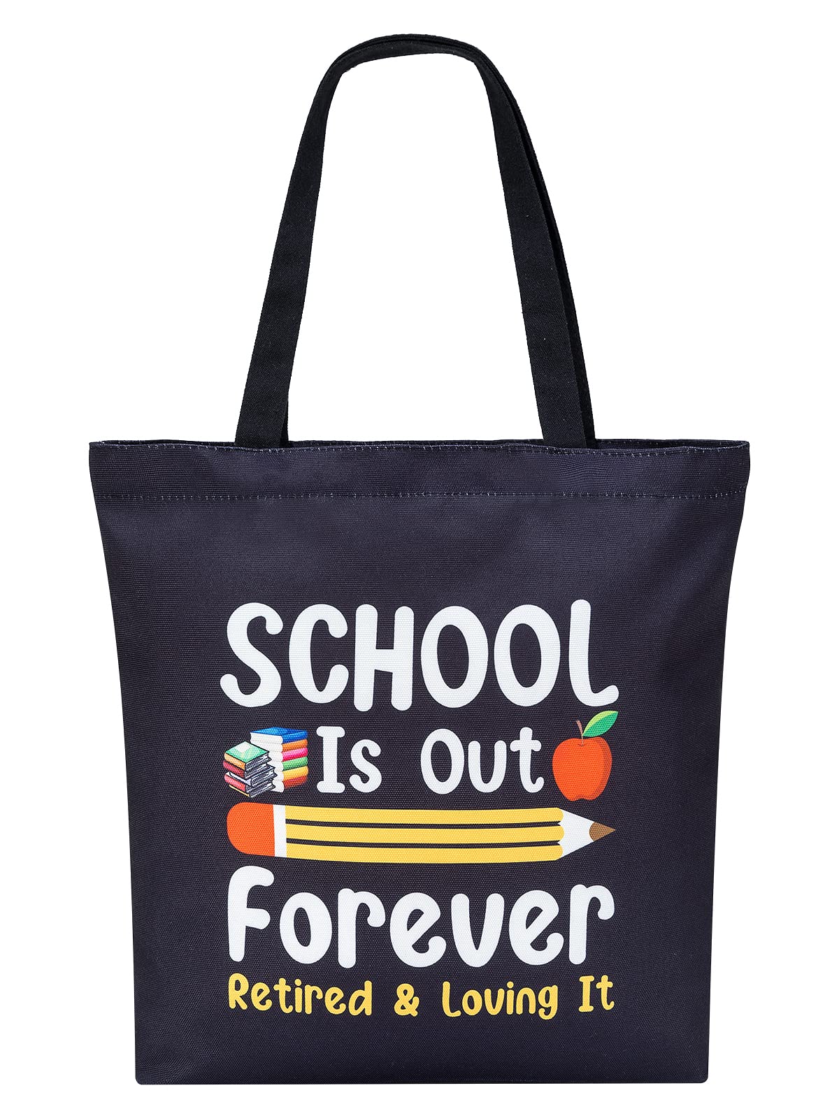 Parbee Tote Bag, Large Black Canvas Bag With Pocket, Funny Retirement Gift For Teachers, Reusable, Machine Washable, Tote Bag Fo