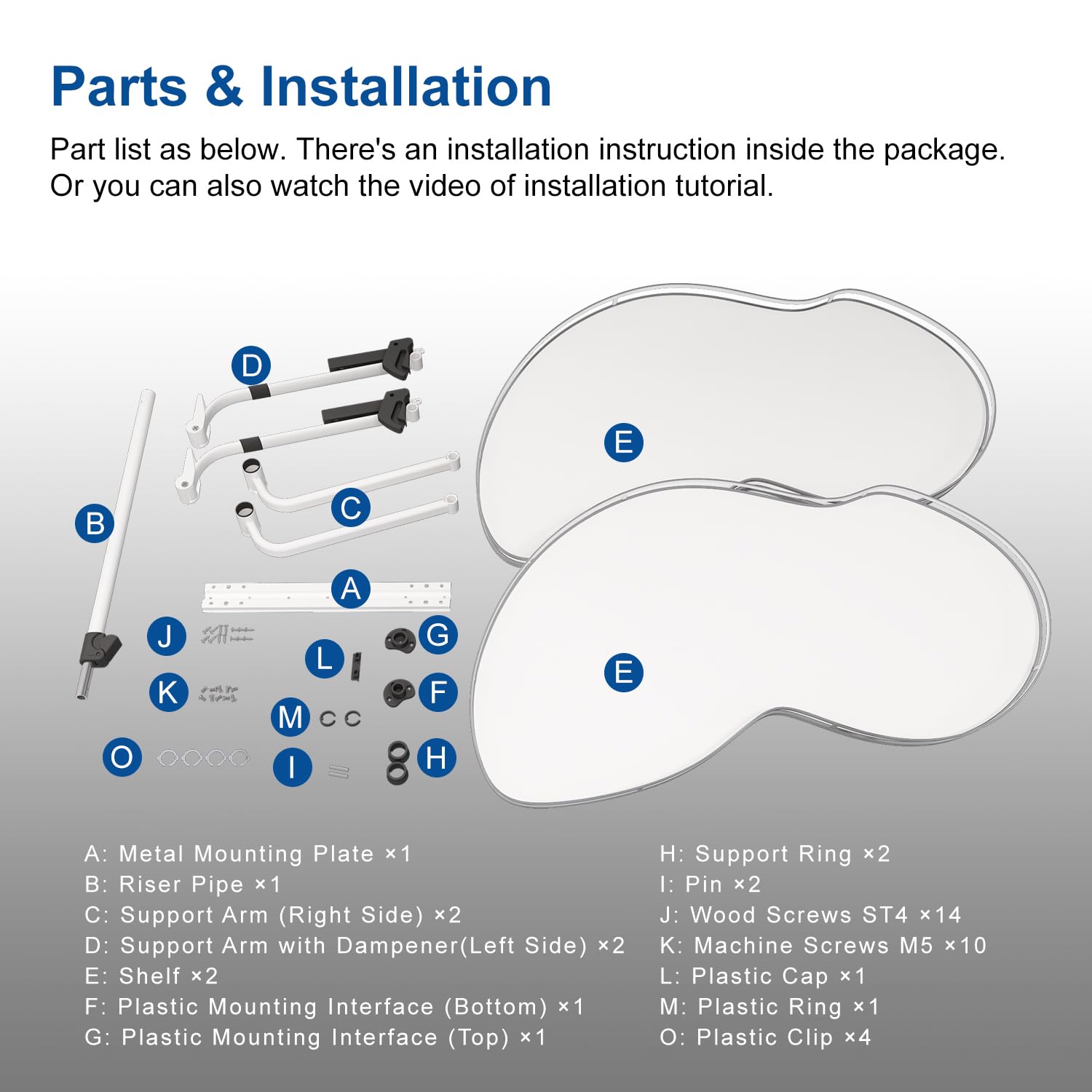 Vadania Left Swing Pull Out Organizer For 36'' Blind Corner Kitchen Cabinet, 2 Tiers Swing Tray, Soft Close, Left Handed Open