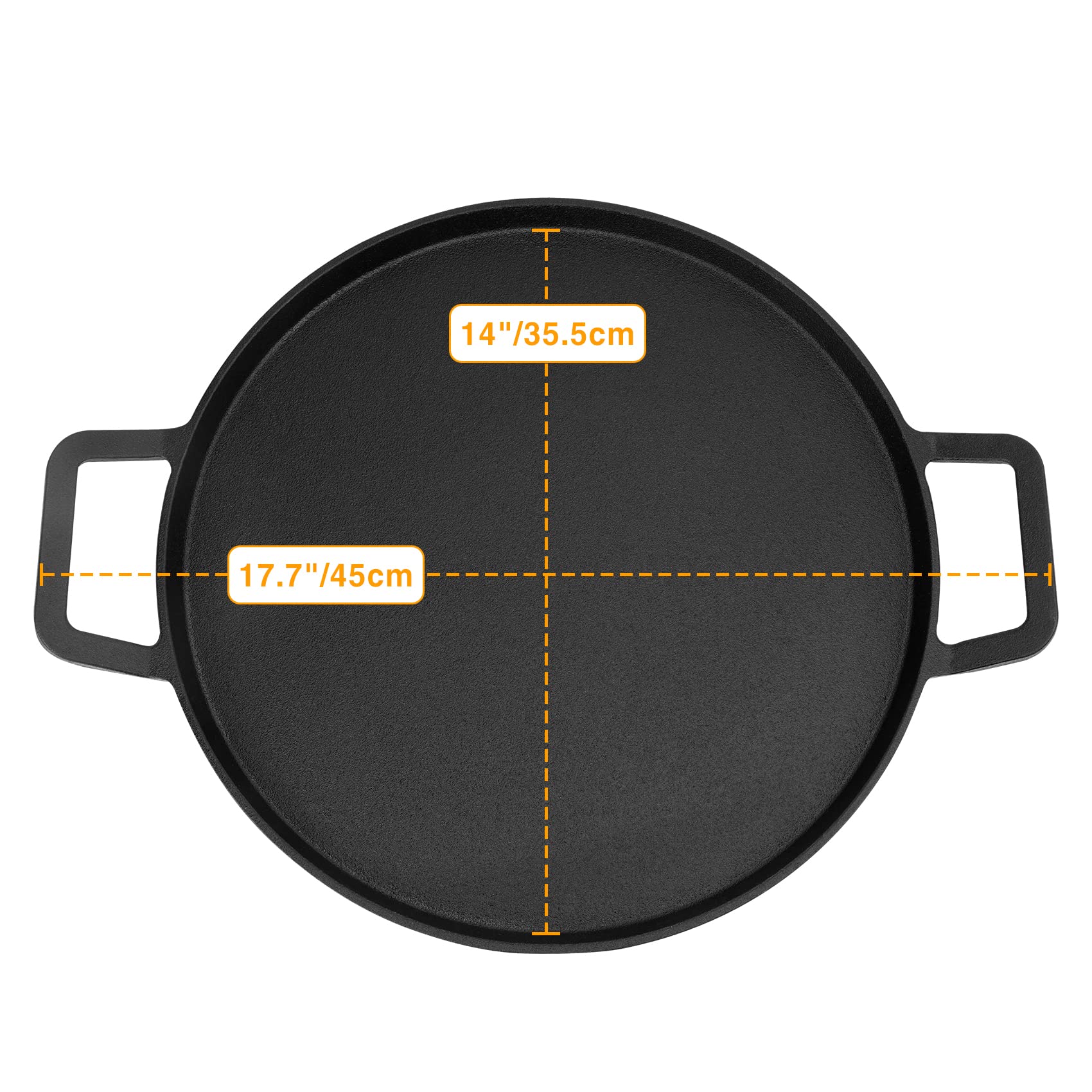 Onlyfire Cast Iron Pizza Pan, 14 Inch Baking Pan With Handles, Pre-Seasoned Skillet Round Griddle Pan For Grill Bbq, Baking Stov