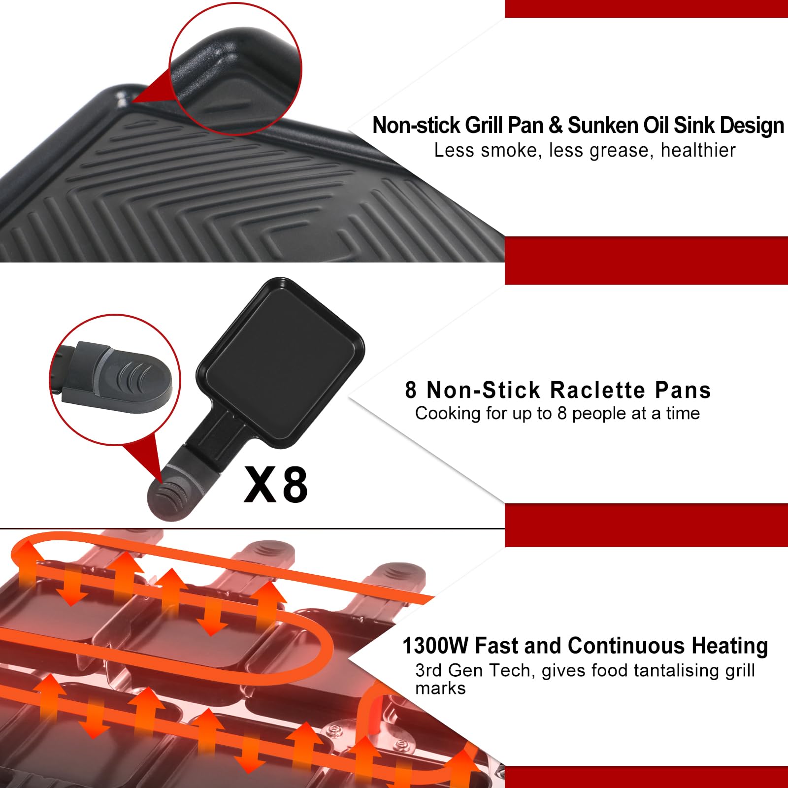 Fajiabao Electric Korean Bbq Indoor Grill Table Smokeless Portable Raclette Grill Nonstick With 8 Cheese Maker Pans Temperature