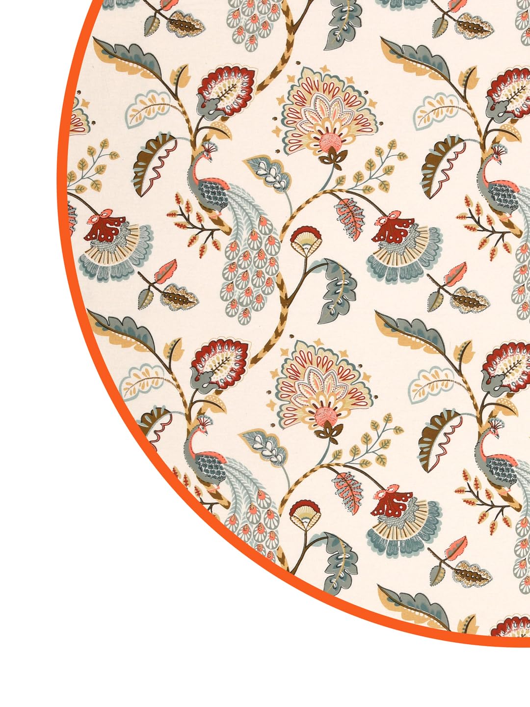 Clasiko 100% Cotton 6 Seater Round Table Cover; 72x72 Inches; Multicolor Peacock