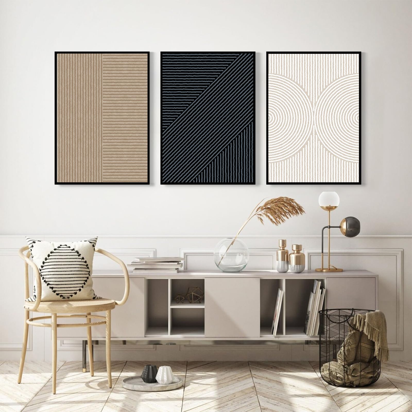 Modern Abstract Pictures Wall Art Boho Neutral Canvas Wall Art Minimalist Line Wall Decor Black Brown Artwork Abstract Modern Pa