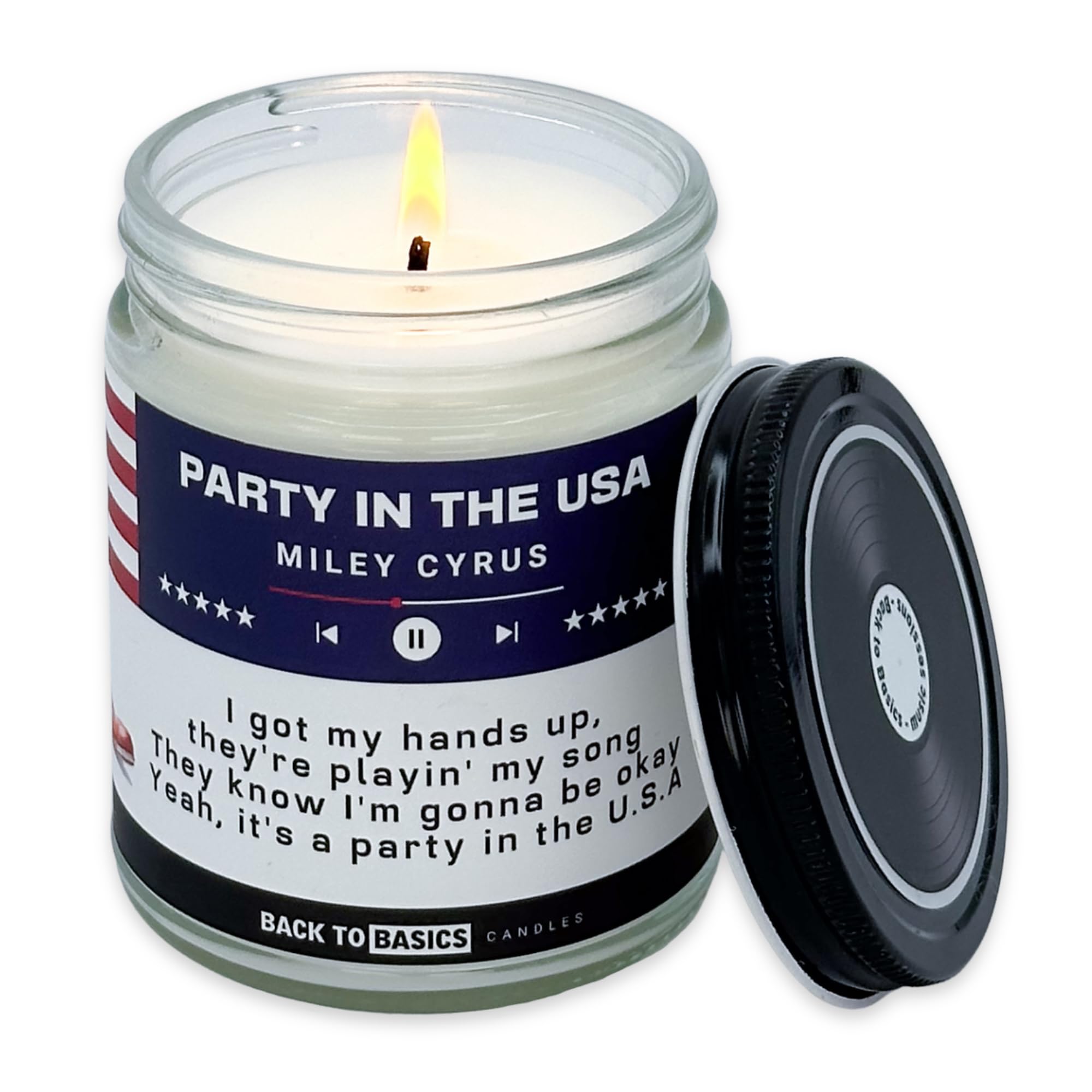 Back to Basics Candles | Party in The USA - 9oz Soy Wax Cucumber Melon Scented Candle for Home Decor, Birthday Gifts for Women, 