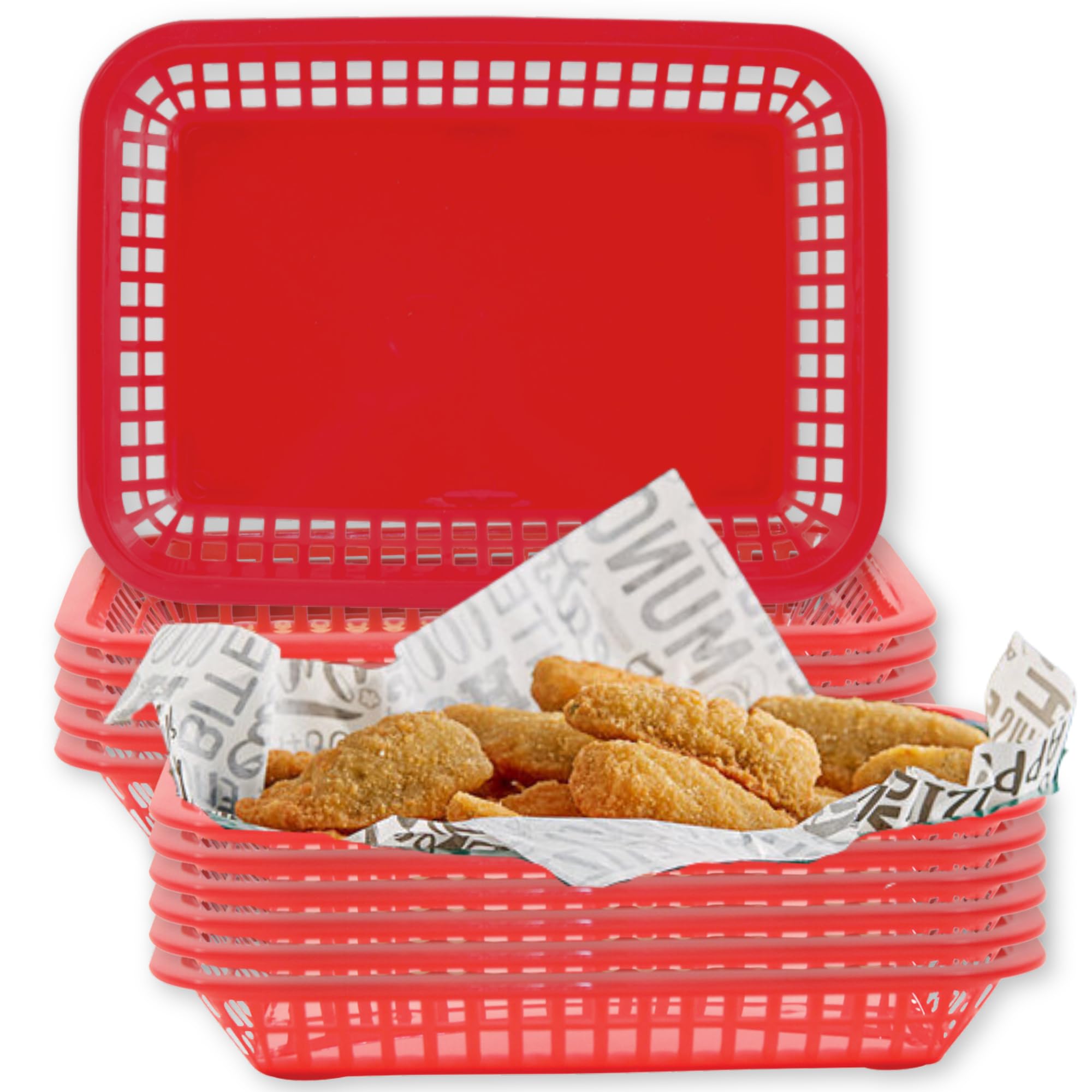 TableCraft Products C1079R Cash and Carry Large Grande Basket, Red (Pack of 12)